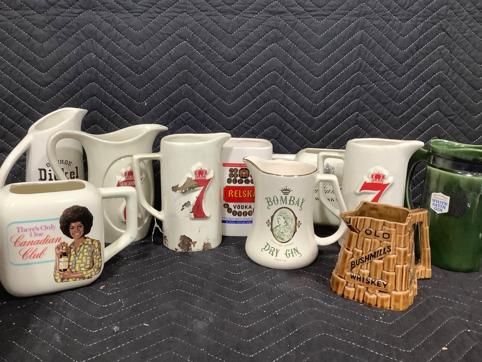 Various Ceramic Water Whiskey Jugs (tallest - 10in) (1 of 1)