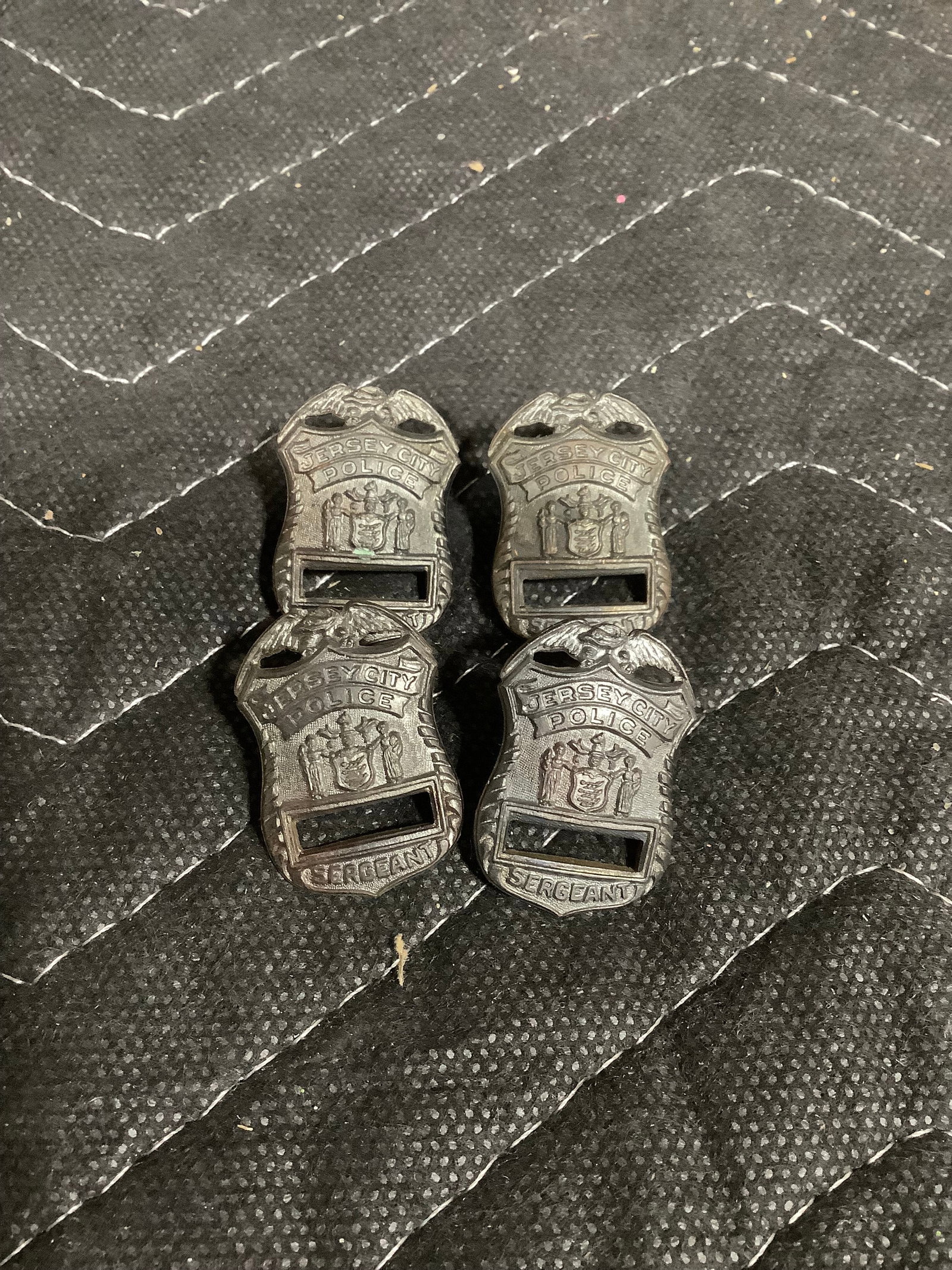 Vintage Jersey City, NJ police sergeant mini badge shields: Vintage Jersey City, NJ police sergeant mini badge shields