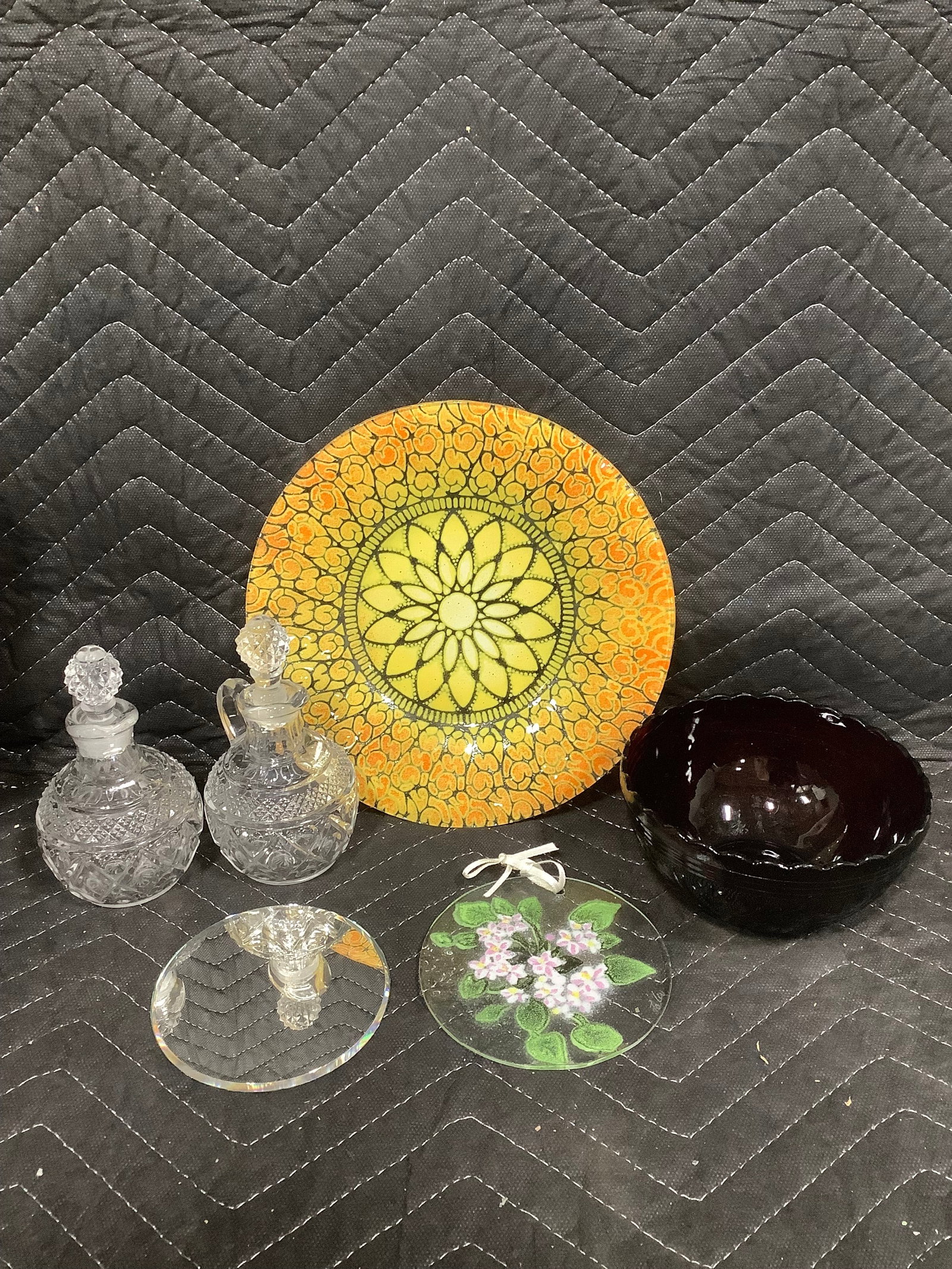 Crystal cruets, ruby bowl, and more: Crystal cruets, ruby bowl, and more