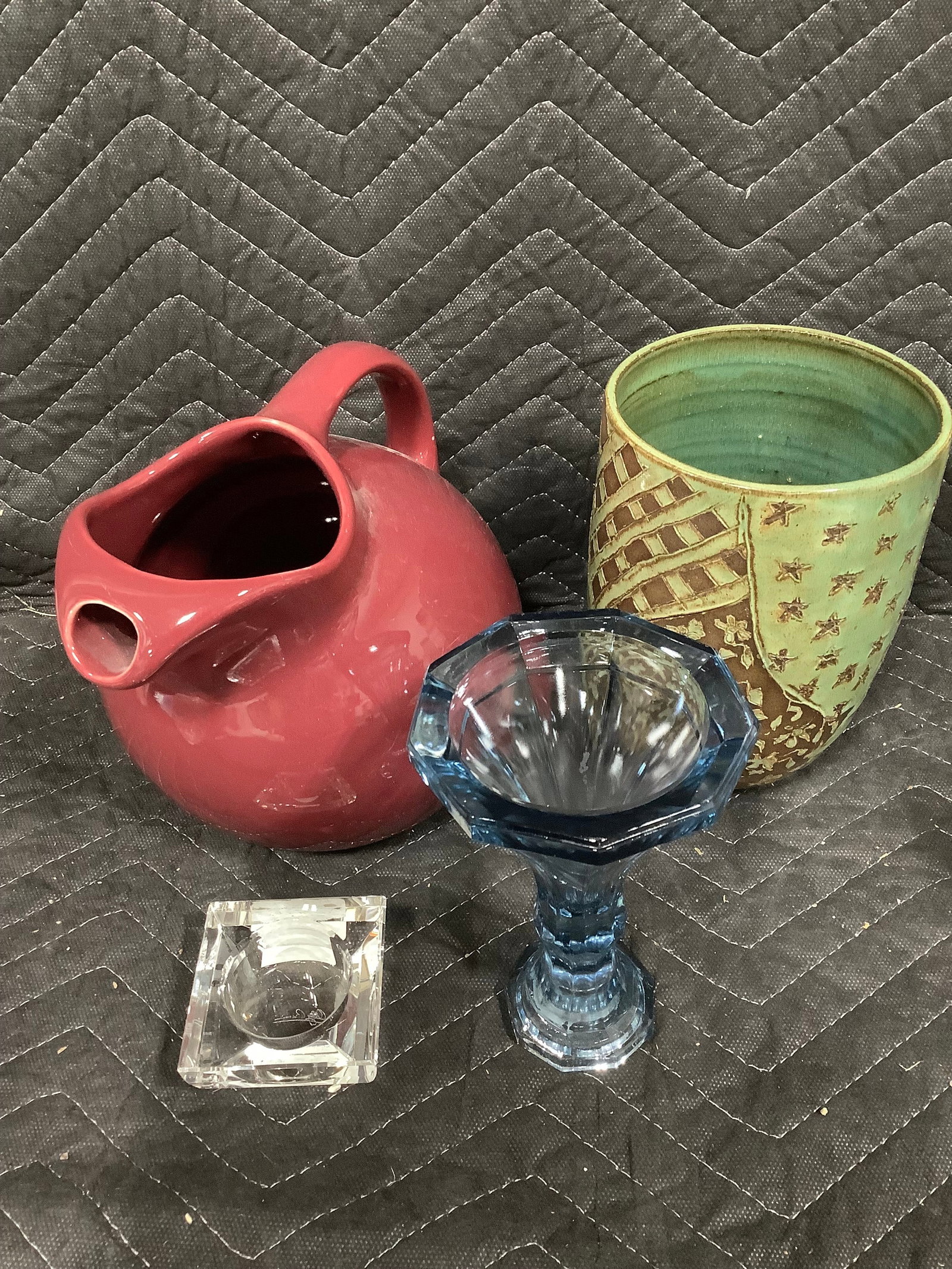 Hall pitcher, Oleg Cassini crystal candleholder, and more(7in tallest) (1 of 1)