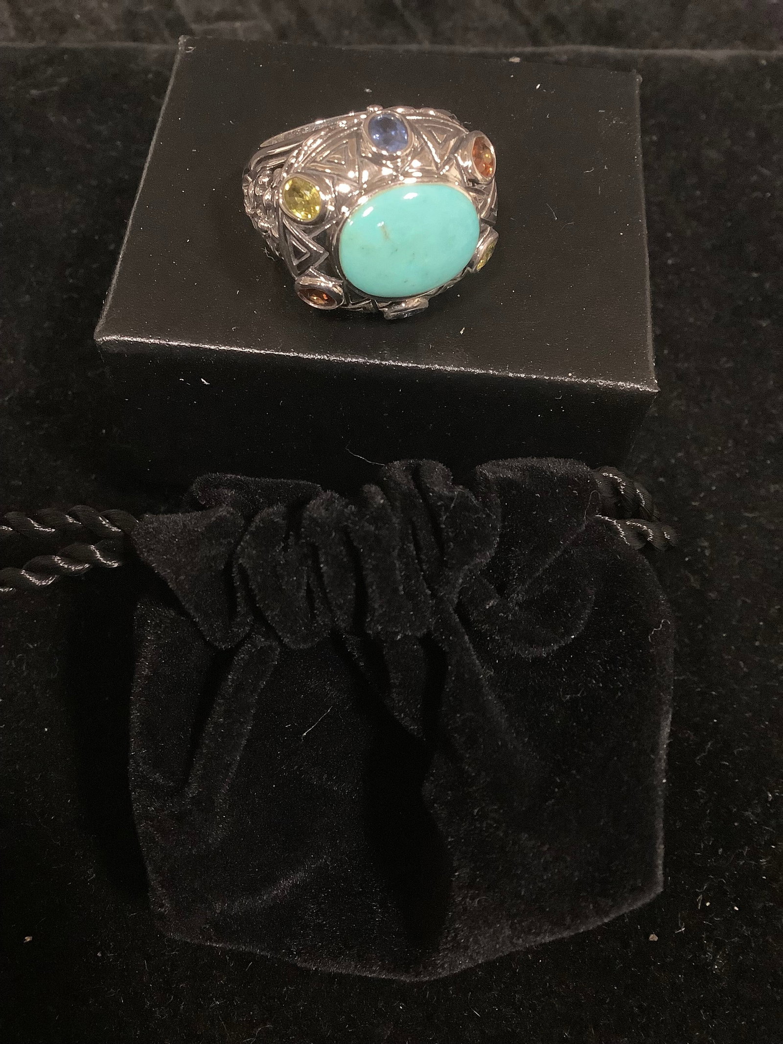 Turquoise/sapphire oval ring*new in package*(8): Turquoise/sapphire oval ring*new in package*(8)
