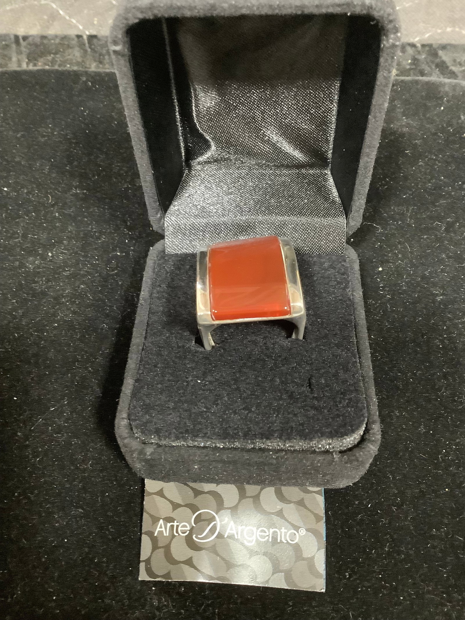 Arte d'Argento sterling bold elongated gemstone ring carnelain*new in package*(9) (1 of 1)