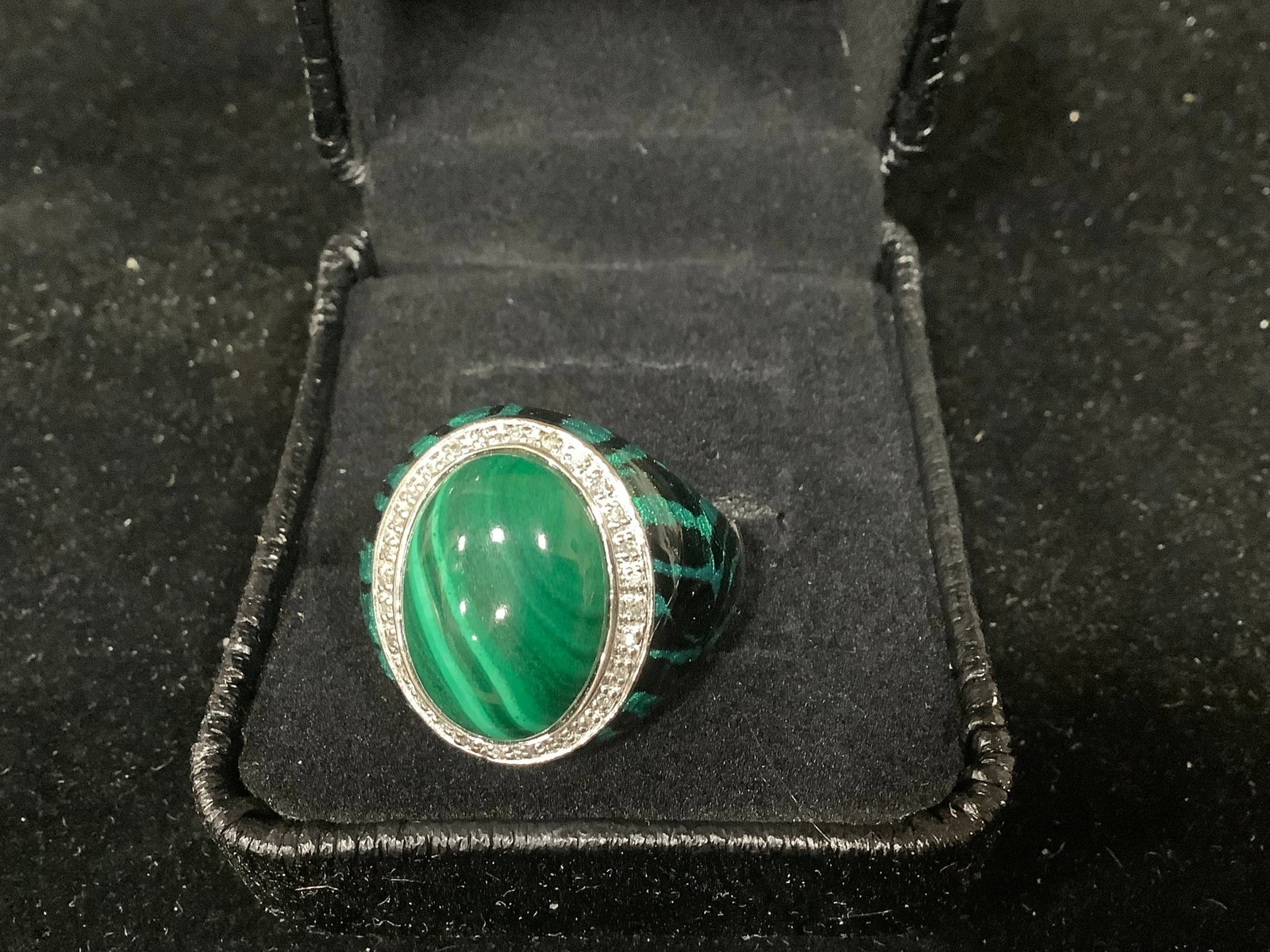 Sterling malachite and animal print enamel ring *new in package*(9) (1 of 1)