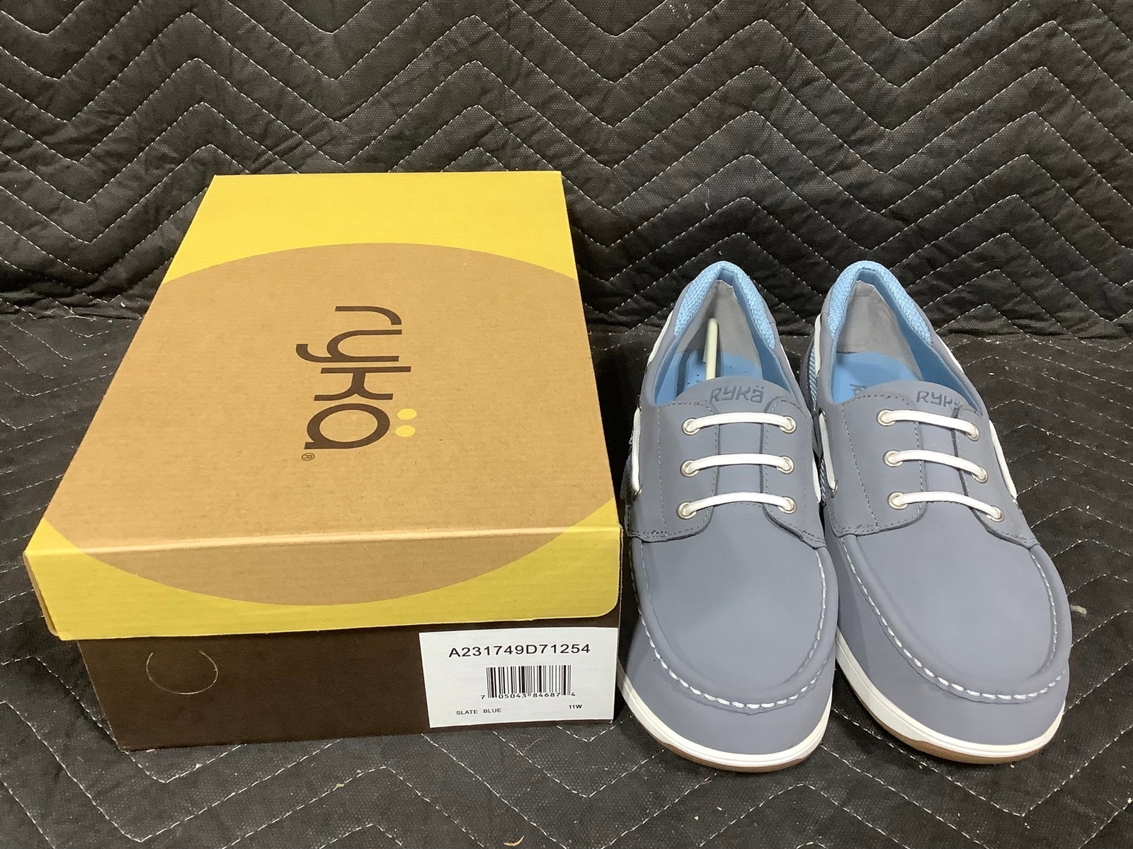 Ryka chatham nubuck leather slip on boat shoes new in box(slate blue 11 wide)*new in package* (1 of 1)