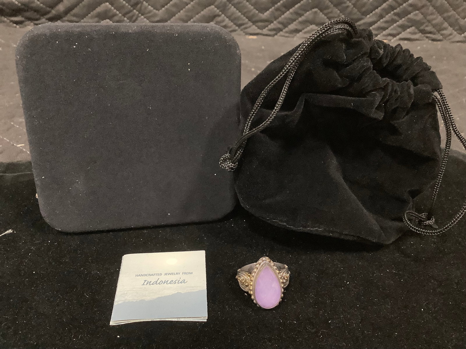 Artisan crafted sterling laveneder teardrop ring*new in package*(8): Artisan crafted sterling laveneder teardrop ring*new in package*(8)