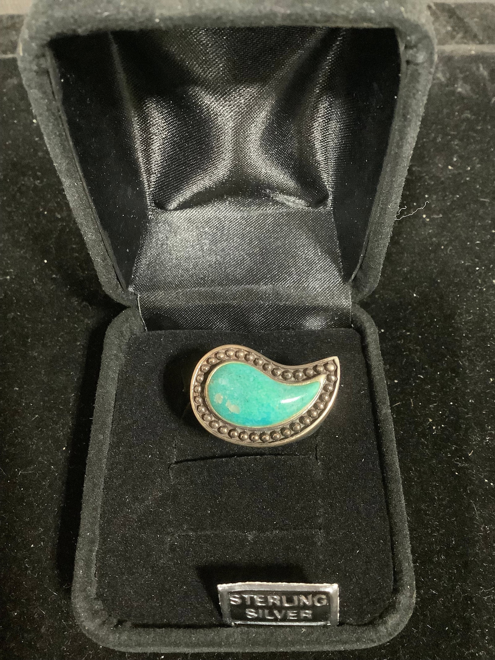 Sterling bold turquoise Paisley ring*new in package*(8): Sterling bold turquoise Paisley ring*new in package*(8)
