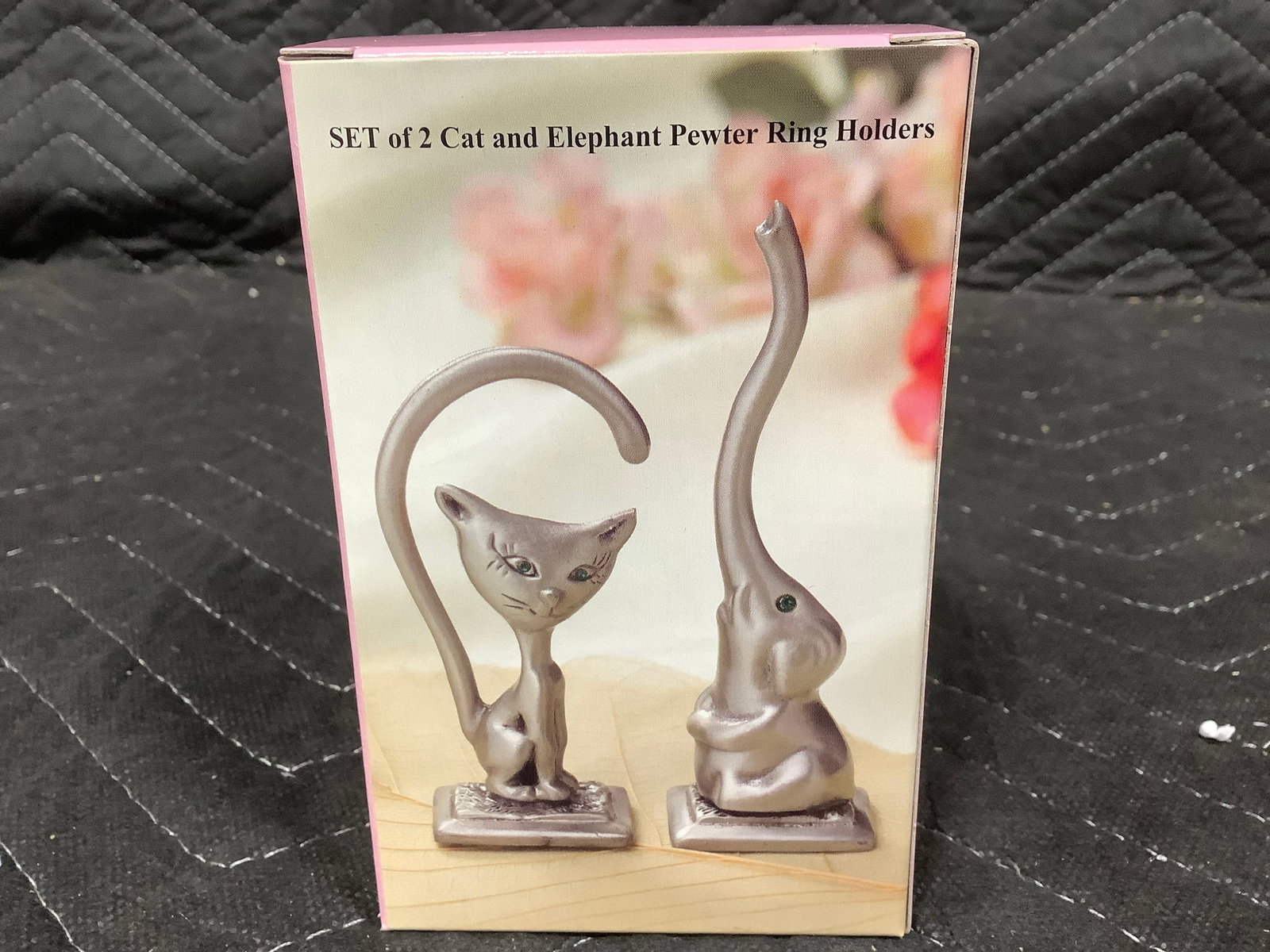 Cat and elephant pewter ring holders*new in box*: Cat and elephant pewter ring holders*new in box*
