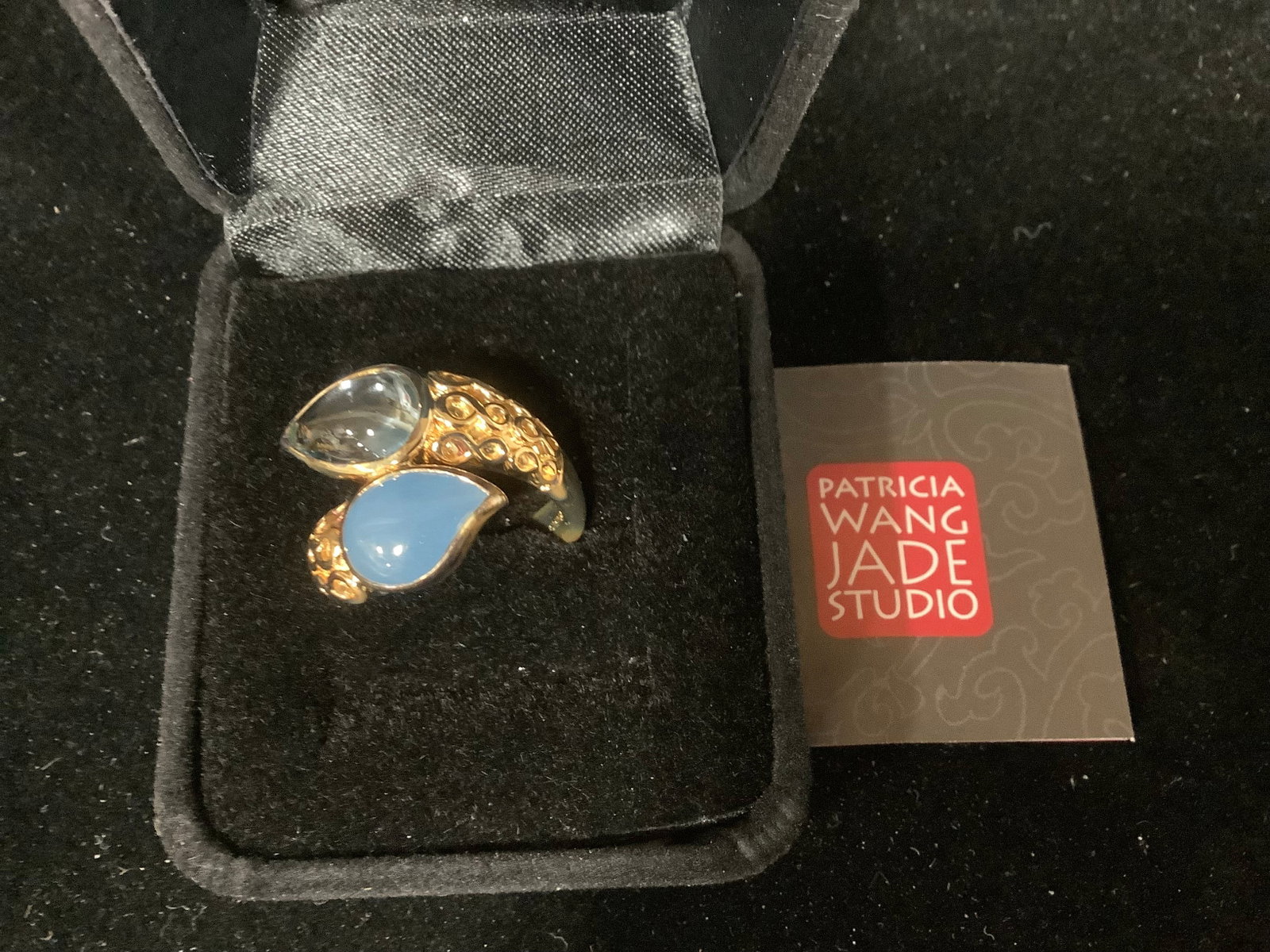 Patricia Wang 14k clad jade & gemstone bypass ring*new in package*(8): Patricia Wang 14k clad jade & gemstone bypass ring*new in package*(8)