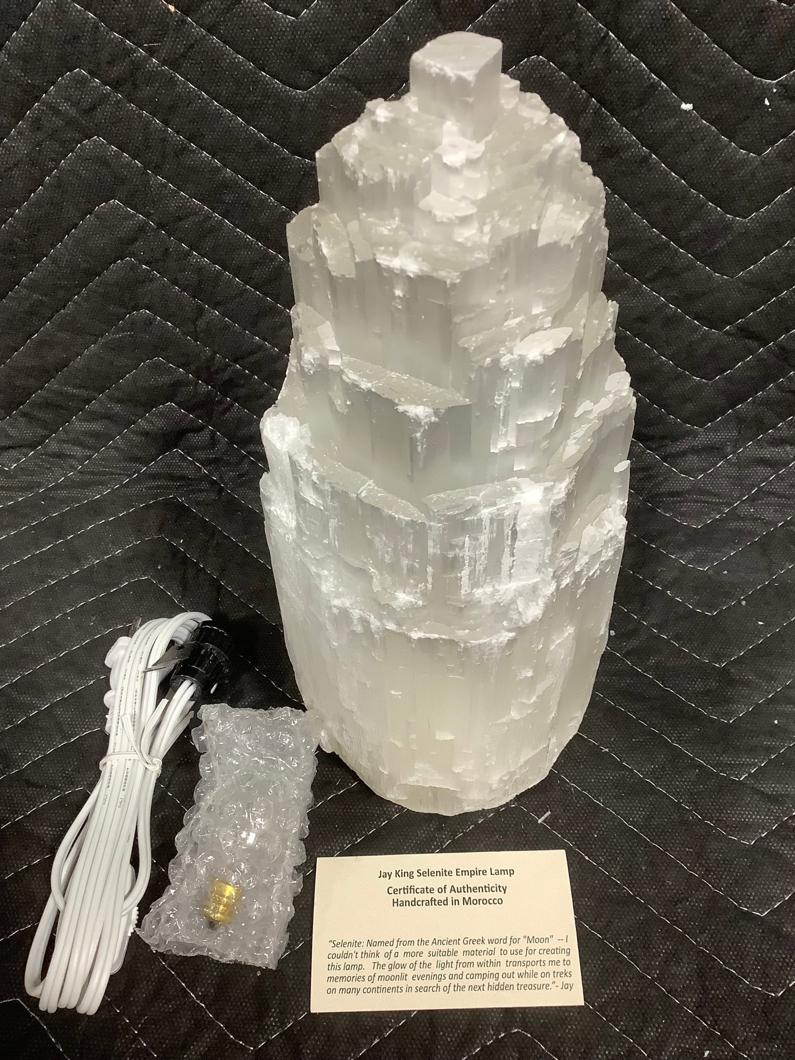 Jay King Selenite empire lamp*new in box*(11in tall) (1 of 1)