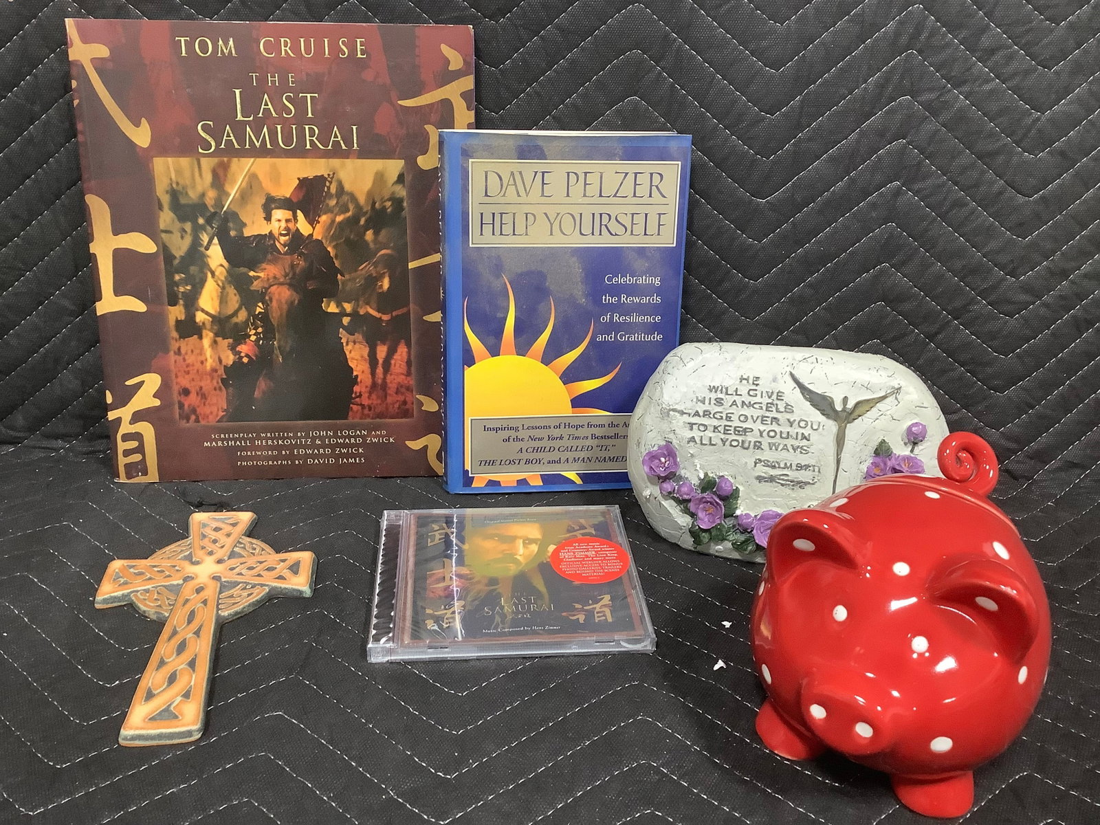 Temp-tations polka dot pig spice holder, The Last Samurai official movie guide/soundtrack CD, and: Temp-tations polka dot pig spice holder, The Last Samurai official movie guide/soundtrack CD, and more