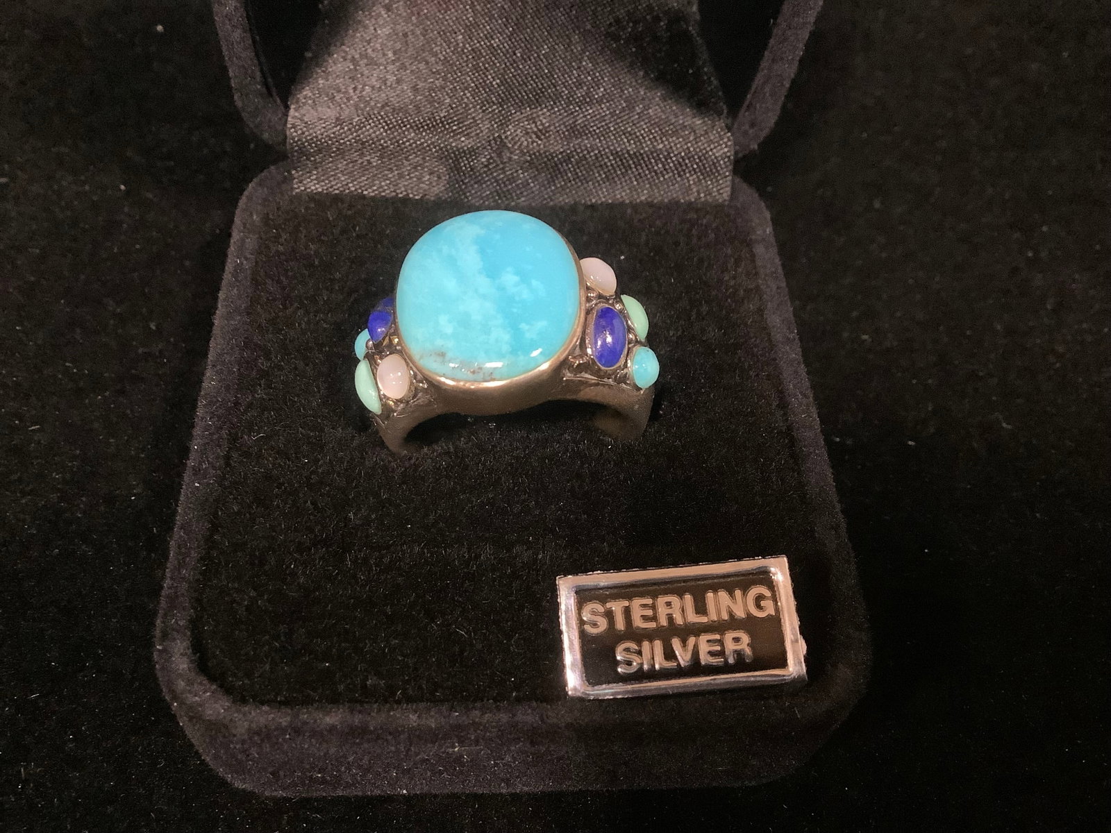Sterling bold turquoise &multi gemstone ring*new in package*(size 8): Sterling bold turquoise &multi gemstone ring*new in package*(size 8)