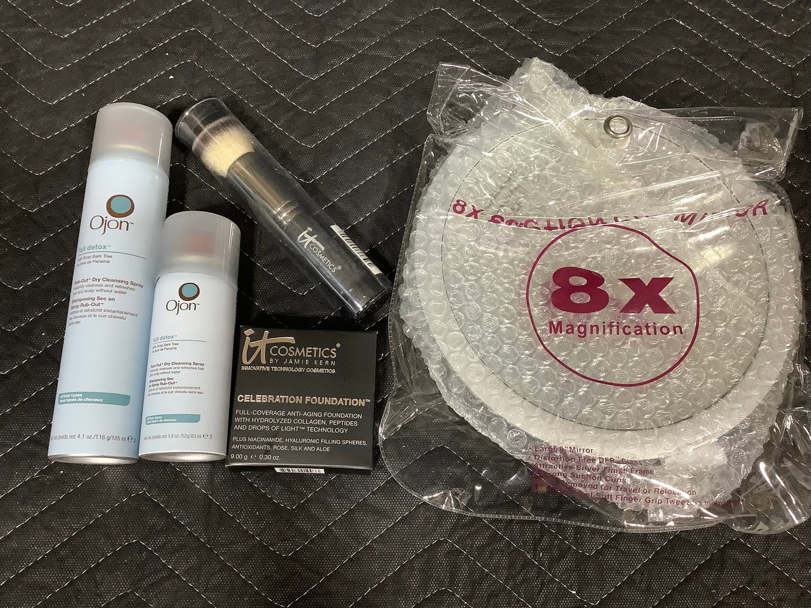 Anti aging cosmetic foundation, rub out dry cleaning spray, and suction mirror*new in package*: Anti aging cosmetic foundation, rub out dry cleaning spray, and suction mirror*new in package*