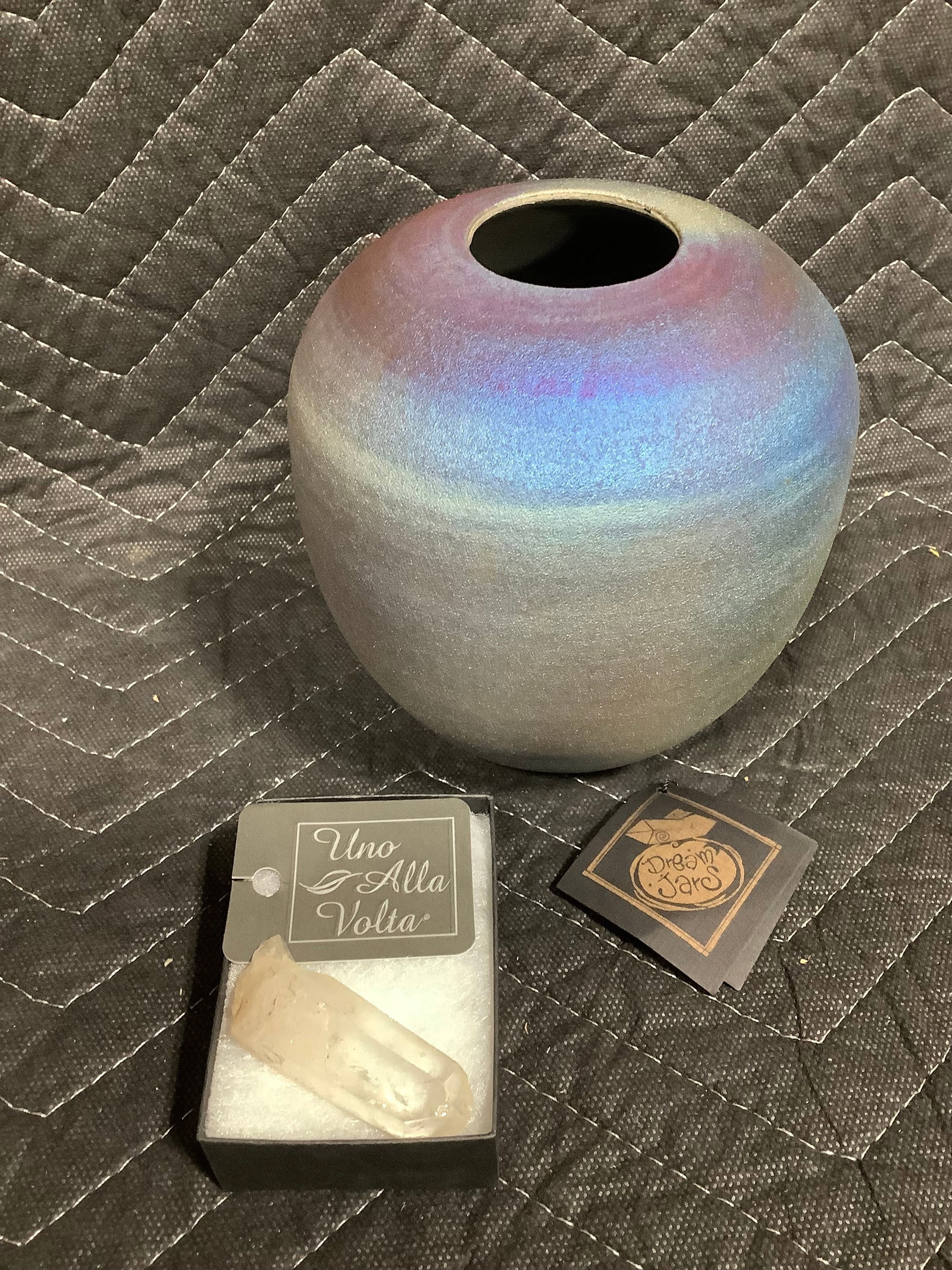 Multi bronze raku crystal jar(5.5in tall) (1 of 1)