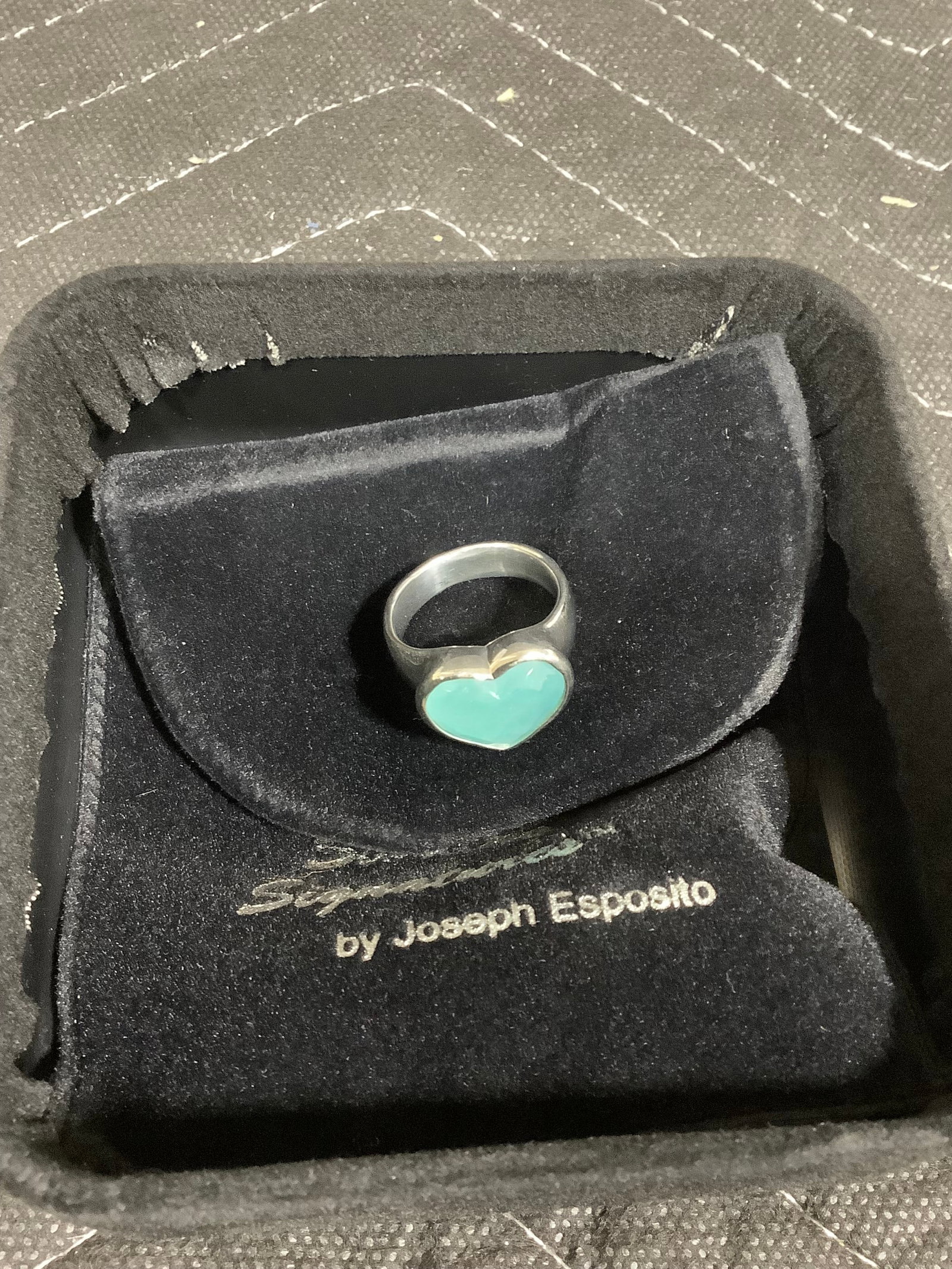 Joseph Eposito sterling faceted gemstone heart ring(8) (1 of 1)