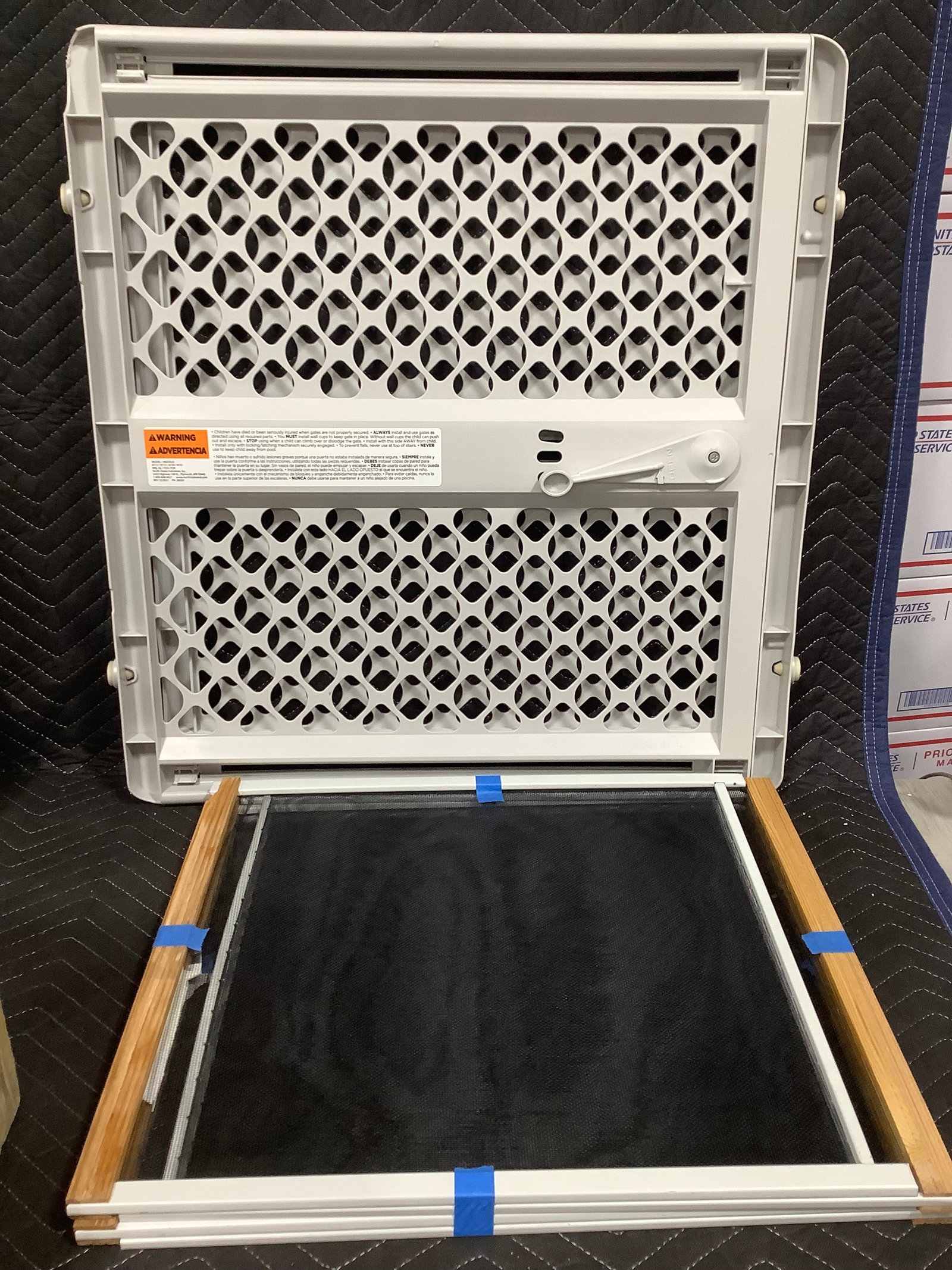 Plastic child safety gate and expanding window screens: Plastic child safety gate and expanding window screens