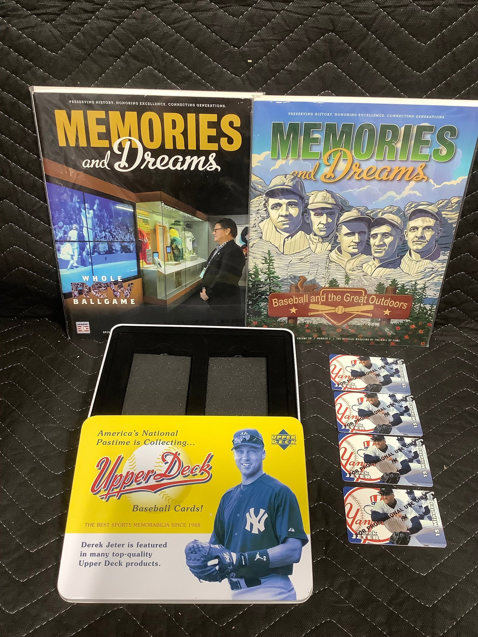 Upper Deck baseball tin and Memories and Dreams magazines: Upper Deck baseball tin and Memories and Dreams magazines