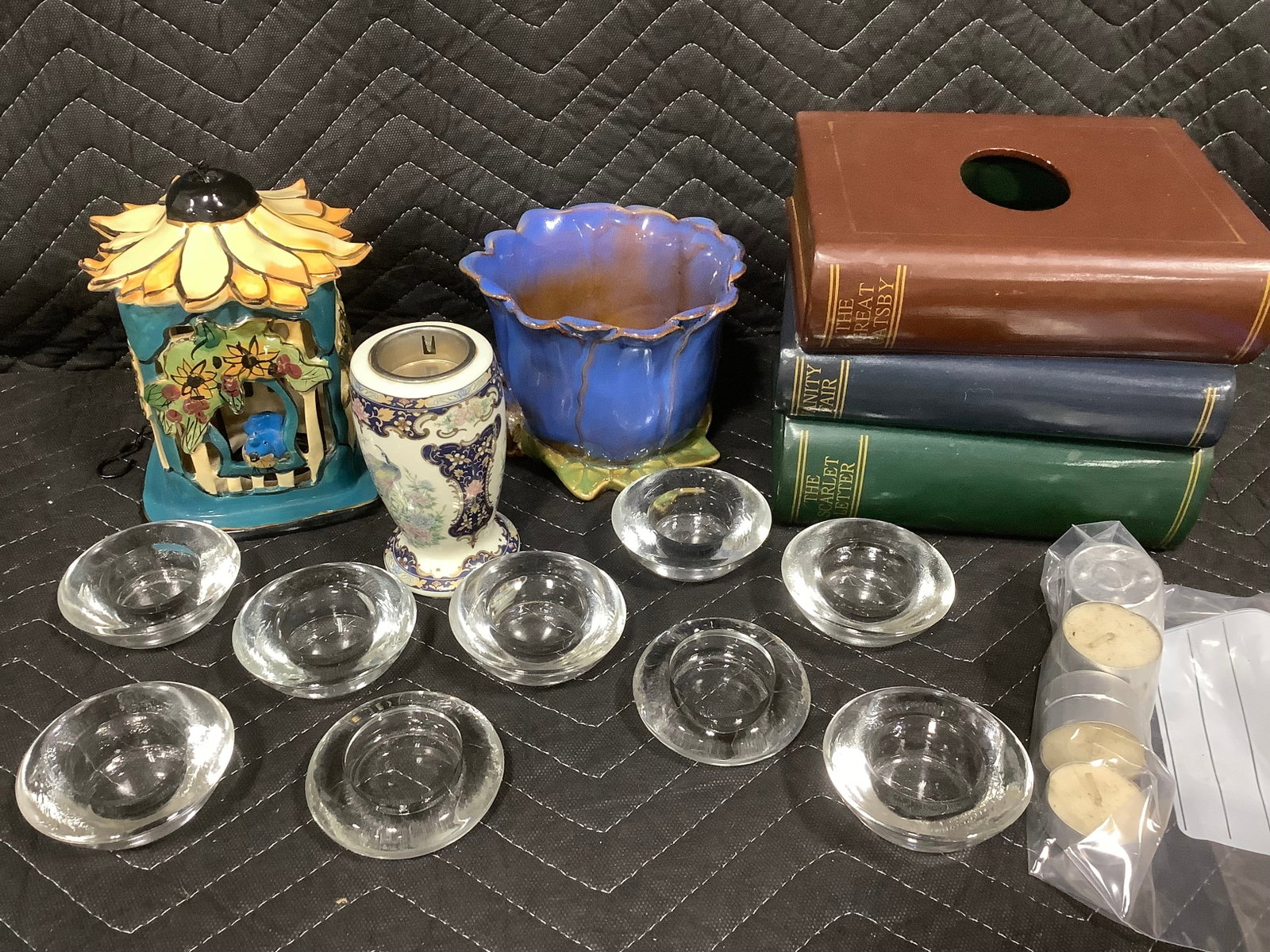 Books tissue cover box, hanging tea light holder, and more (1 of 1)