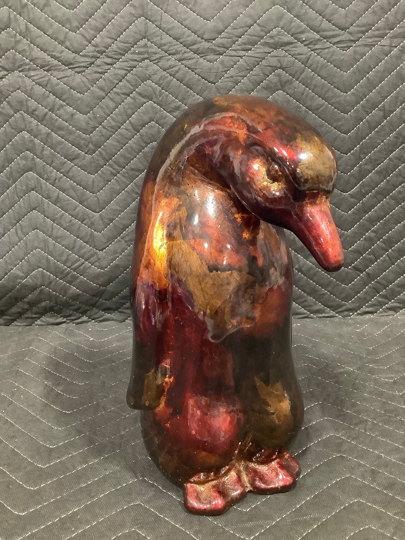 Red/gold metallic high gloss ceramic penguin(11.5in tall): Red/gold metallic high gloss ceramic penguin(11.5in tall)