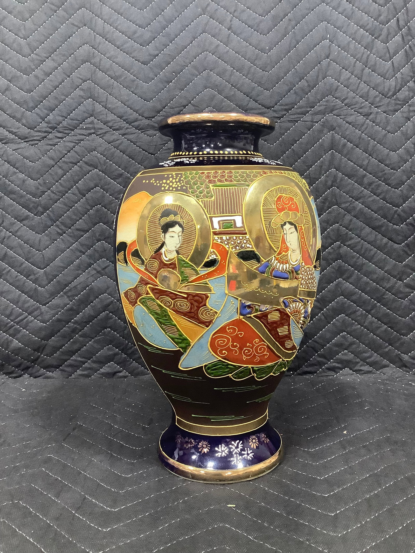 Early 20th century satsuma ware vase(12in tall) (1 of 1)