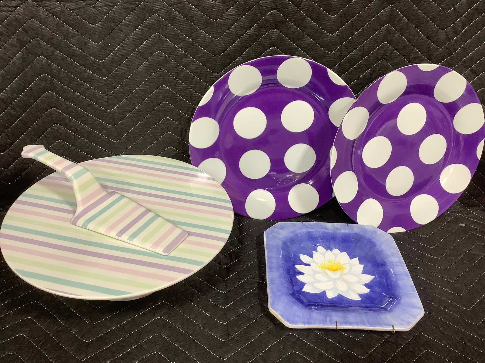 Temp-tations pedestal cake plate/server, square Lotus plate by Lillian Vernon, and more (1 of 1)