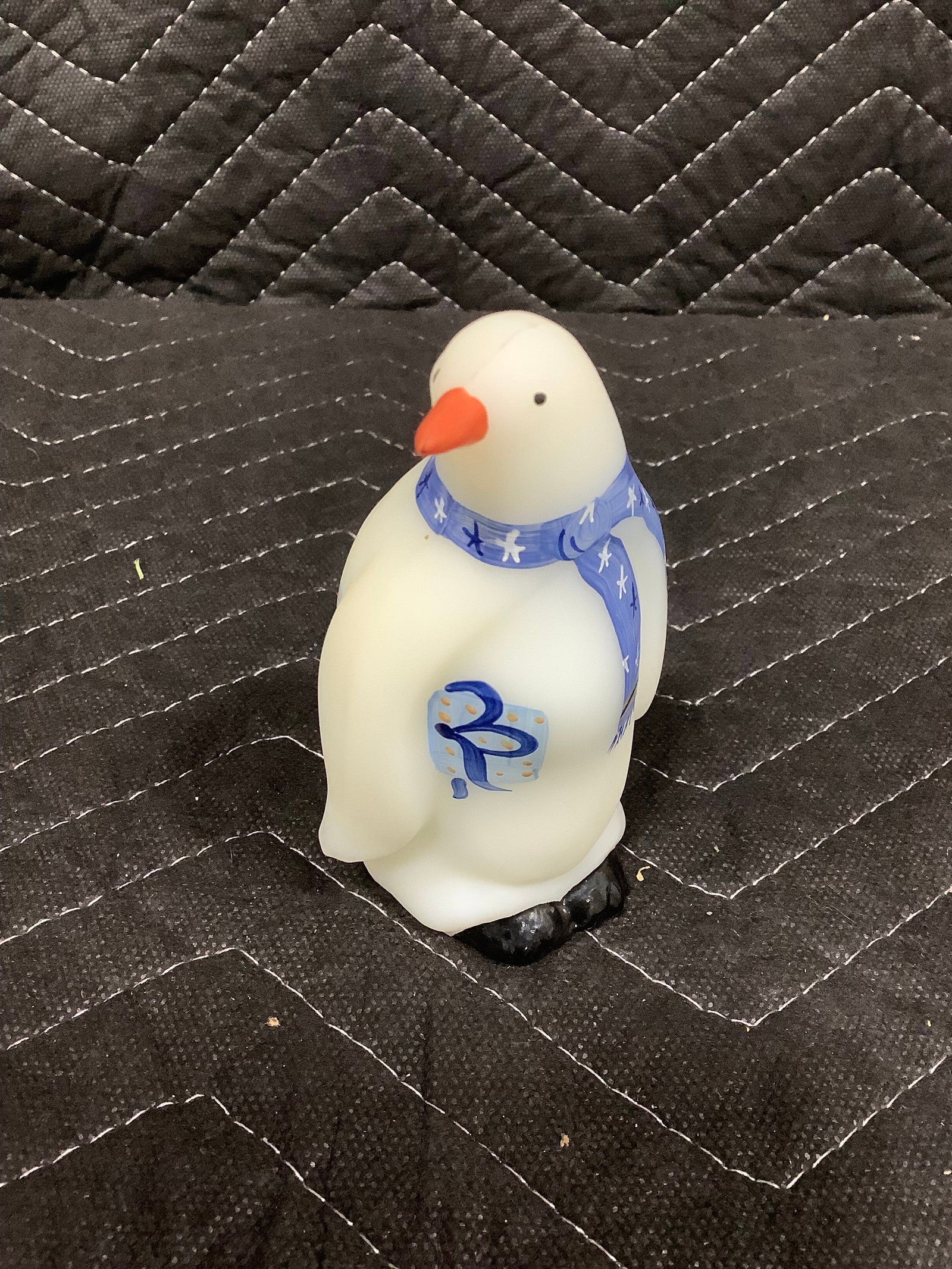 Handpainted Fenton art glass penguin 2003 Let it Snow Collection(5in tall) (1 of 1)