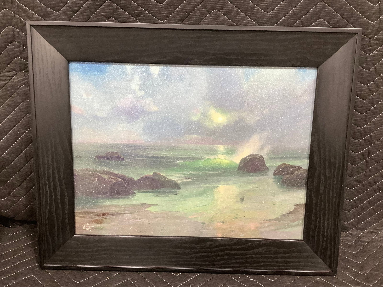 Thomas Kinkade Pacific Nocturne textured framed print(16.5inx20.5in): Thomas Kinkade Pacific Nocturne textured framed print(16.5inx20.5in)