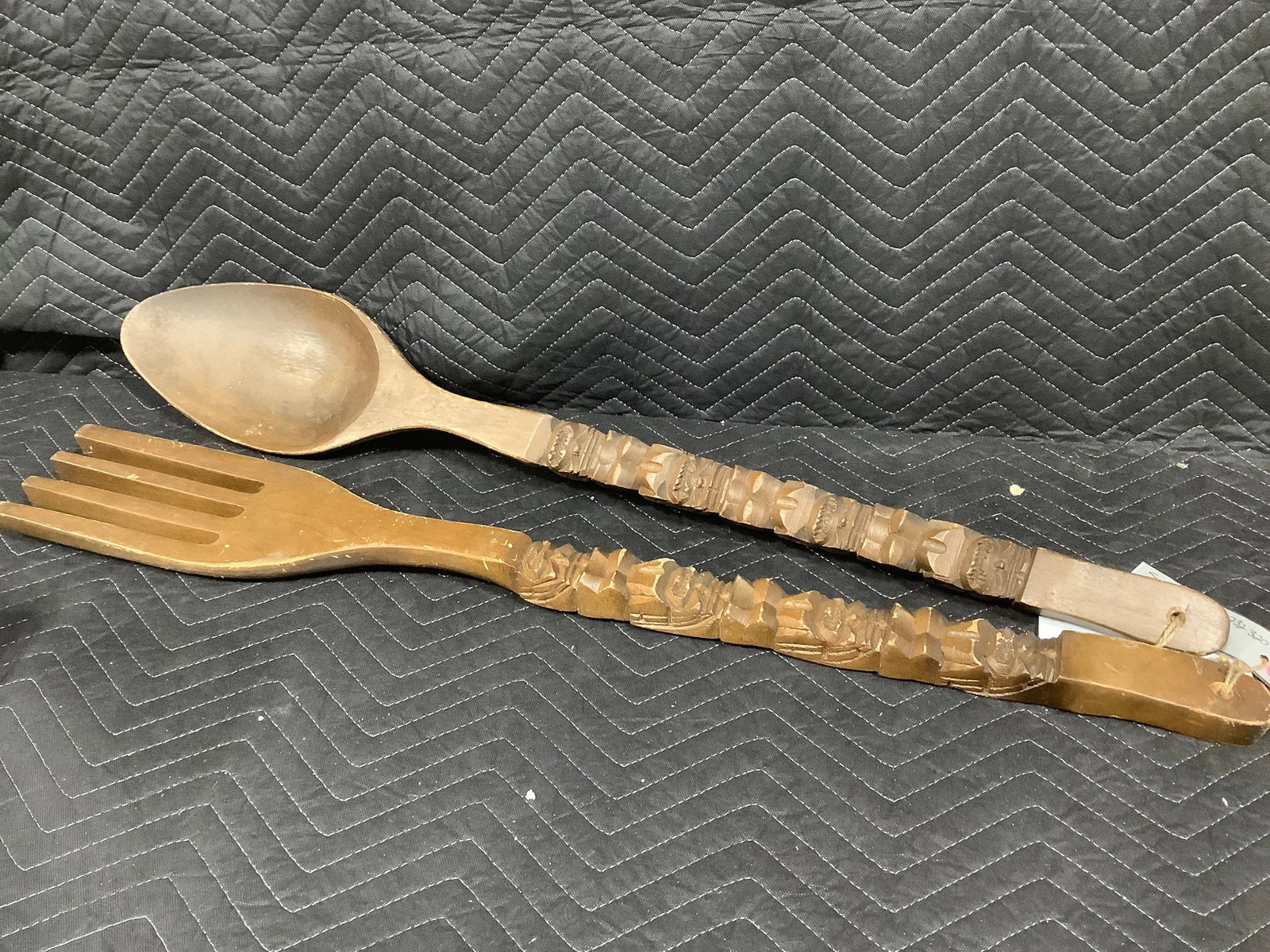 Pair of large vintage wooden decorative fork and spoon kitchen wall decor(36in long) (1 of 1)