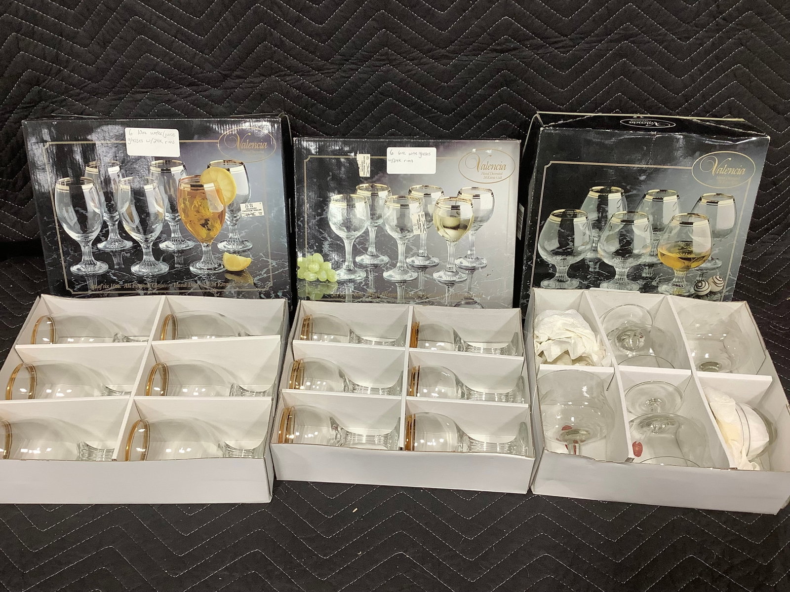 Valencia hand decorated 24 karat gold trim glasses (1 of 1)
