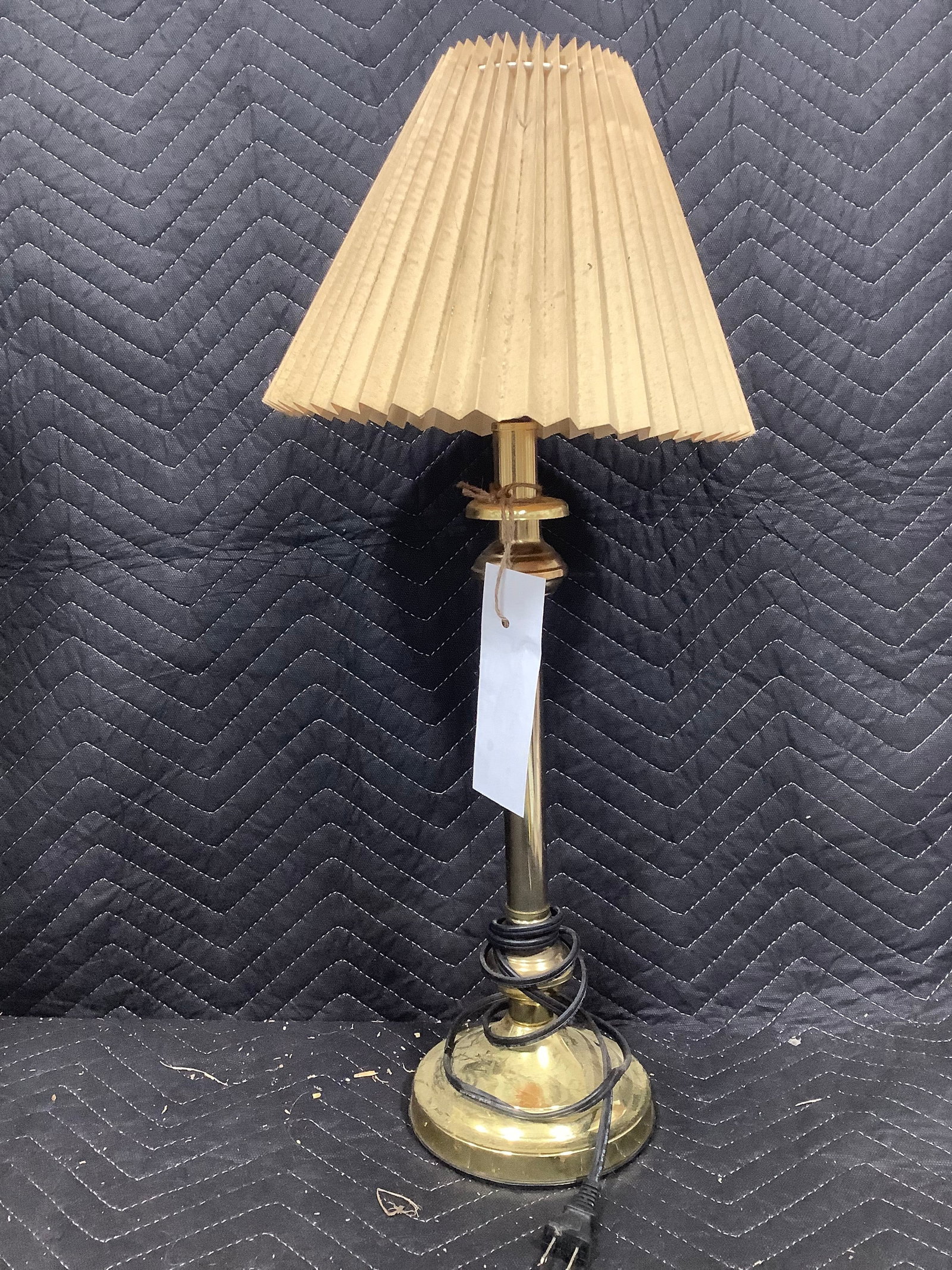 Tall narrow brass lamp with shade(25in tall): Tall narrow brass lamp with shade(25in tall)