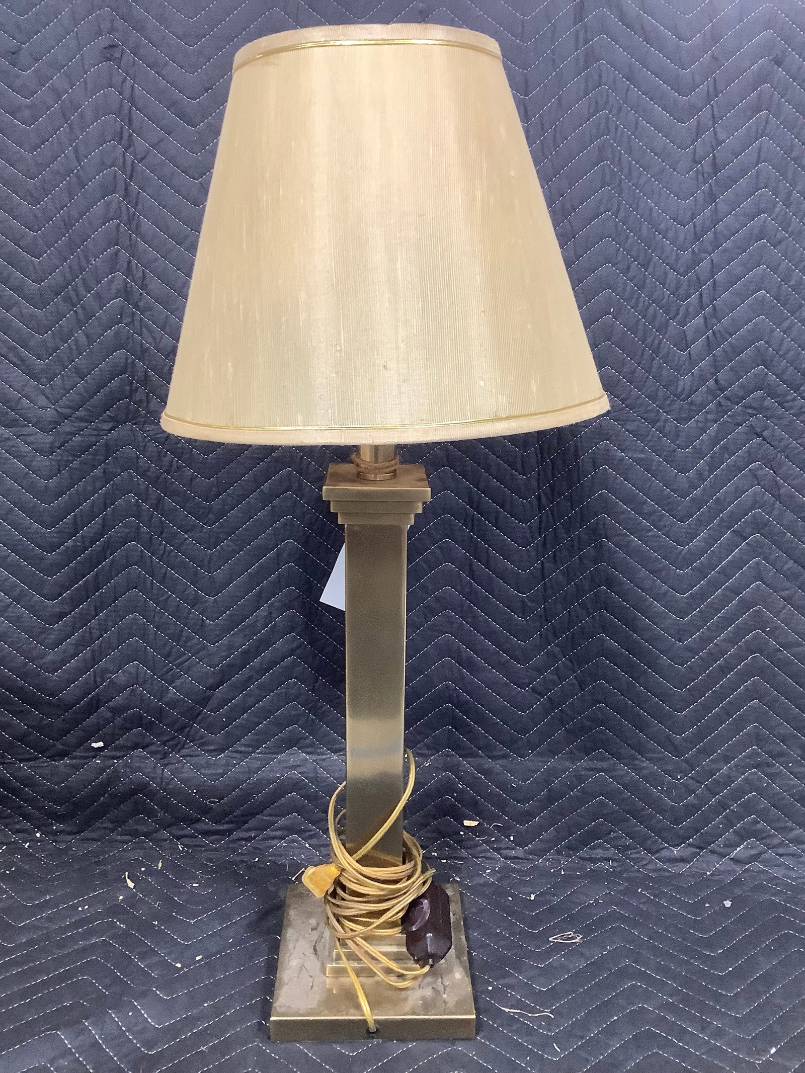 Brass, Squared Art Deco Style Lamp with Shade (30in Tall) (1 of 1)