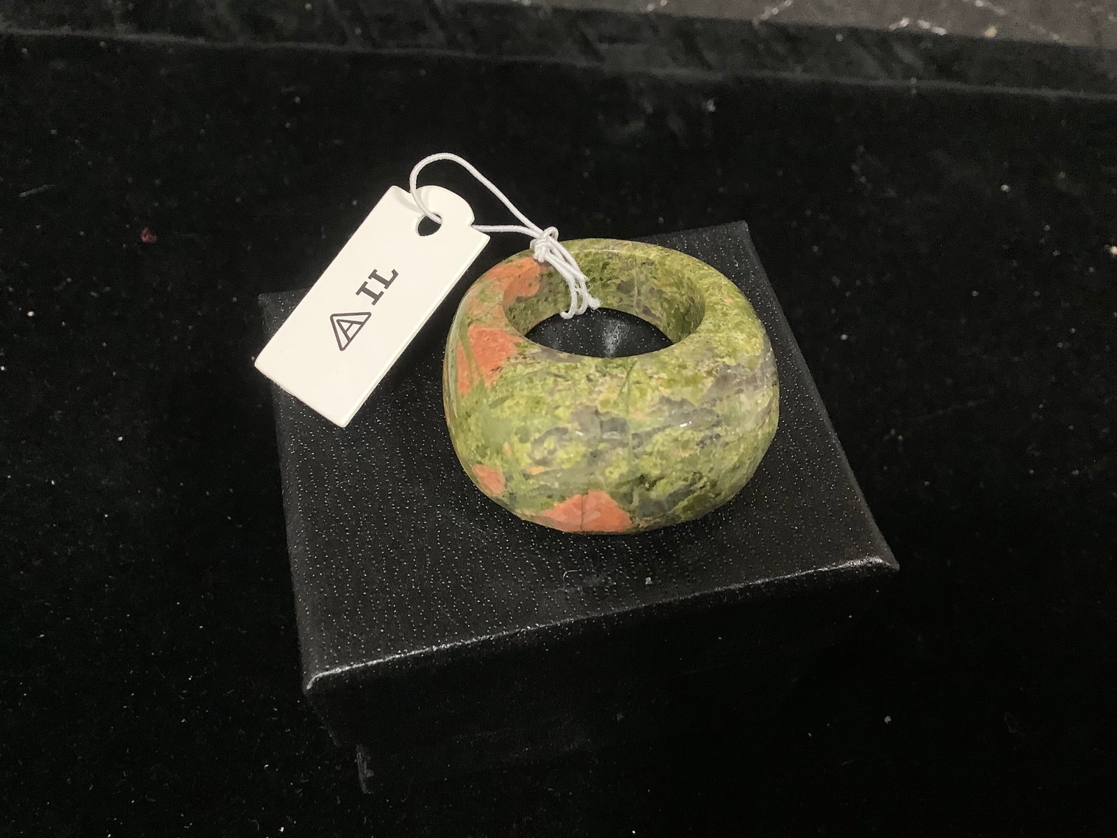 Carved Unakite Dome Ring (Size: 9) (1 of 1)