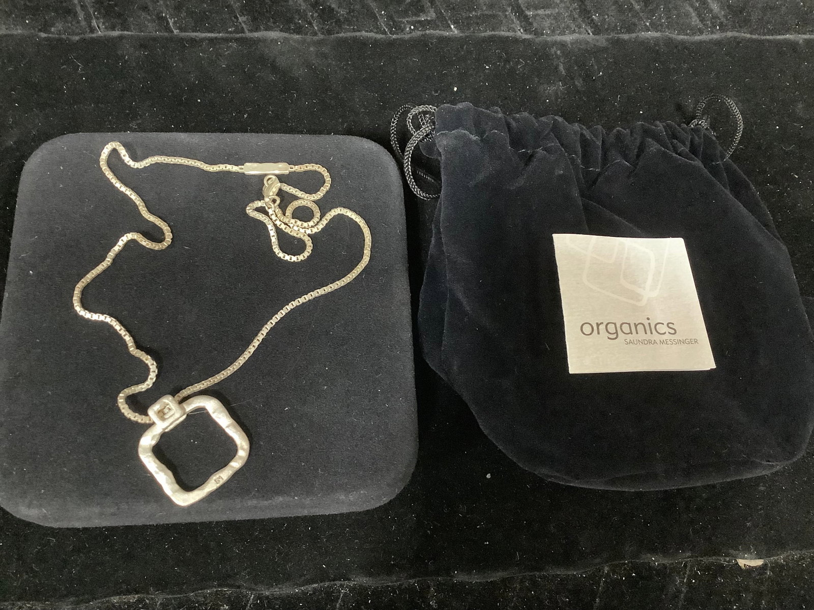 Saundra Messinger Sterling Matte Finish Pendant w/ Chain: Saundra Messinger Sterling Matte Finish Pendant w/ Chain
