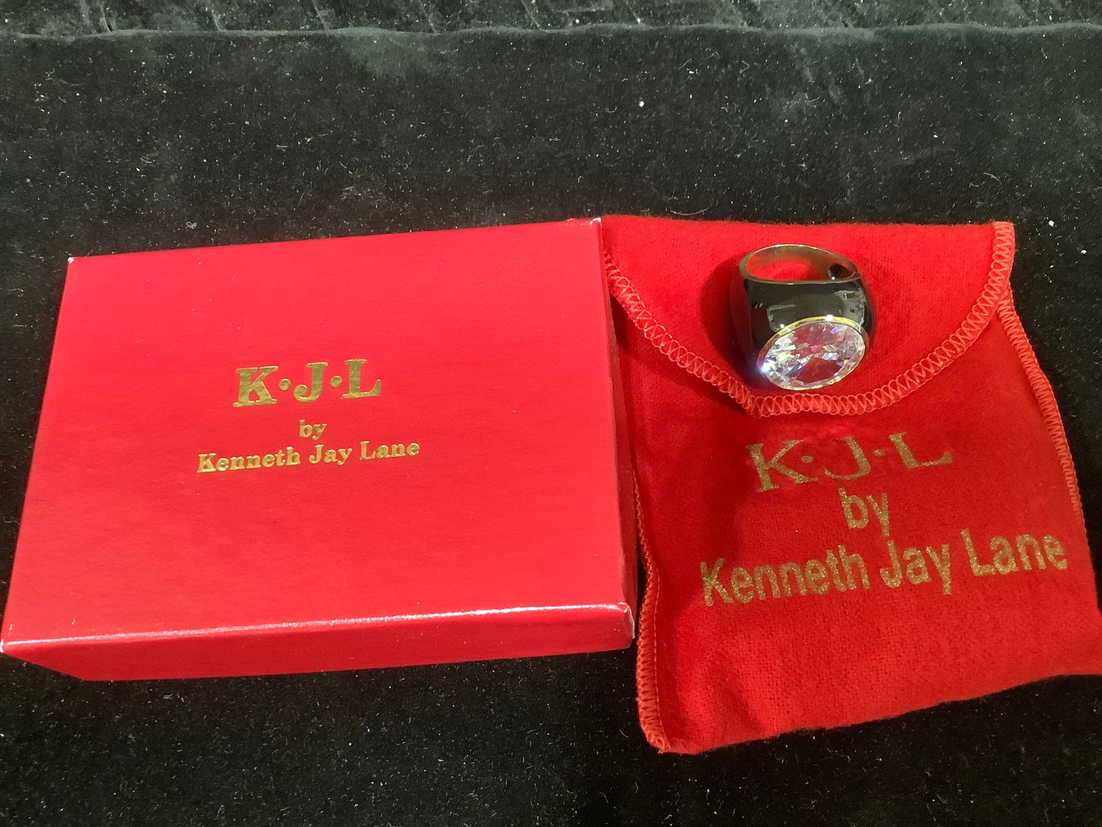 KJL Party Scene Faceted Stone Ring - Black (Size: 9) (1 of 1)