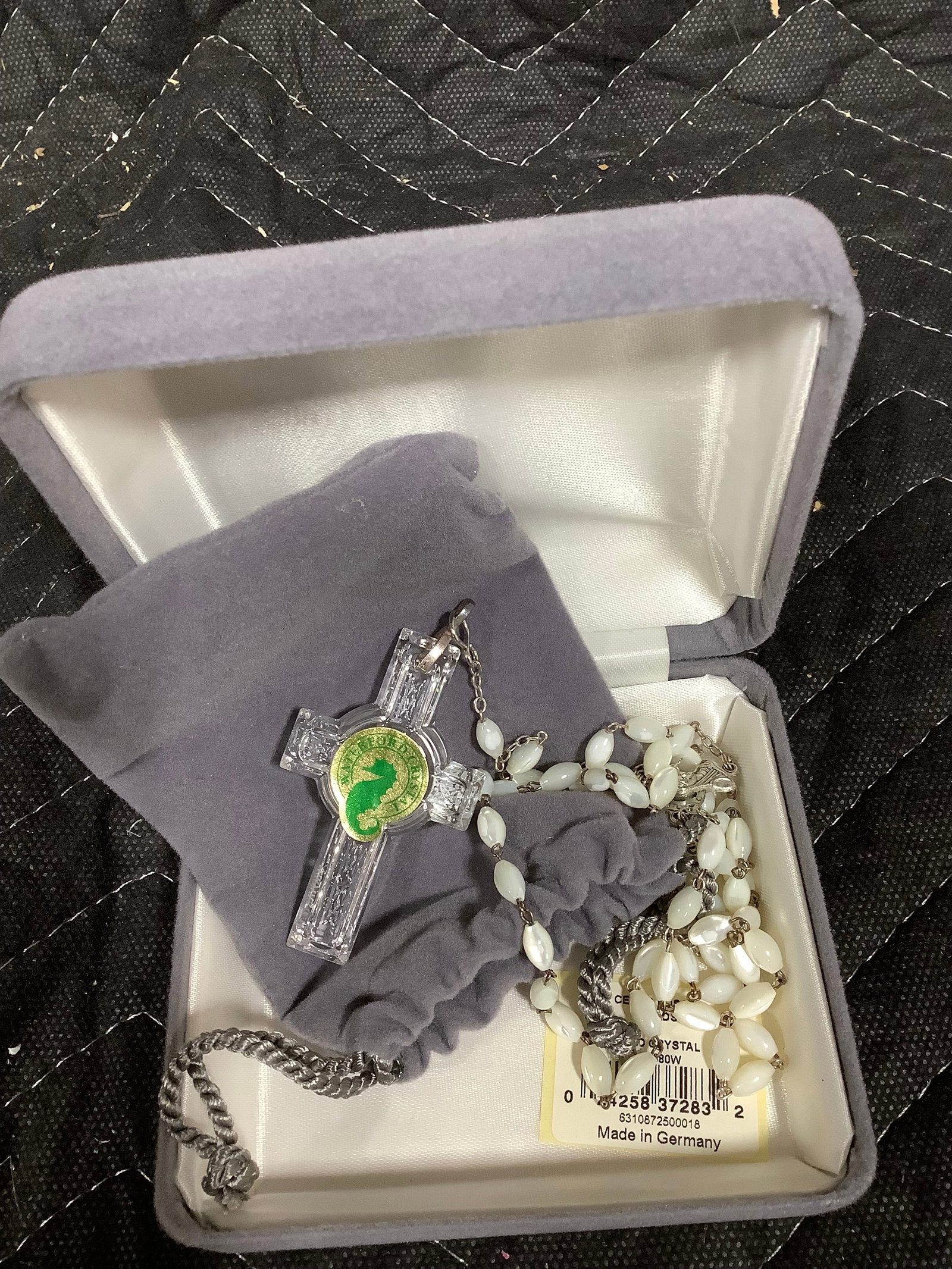 Waterford Crystal Cross Pendant with Rosary Beads: Waterford Crystal Cross Pendant with Rosary Beads