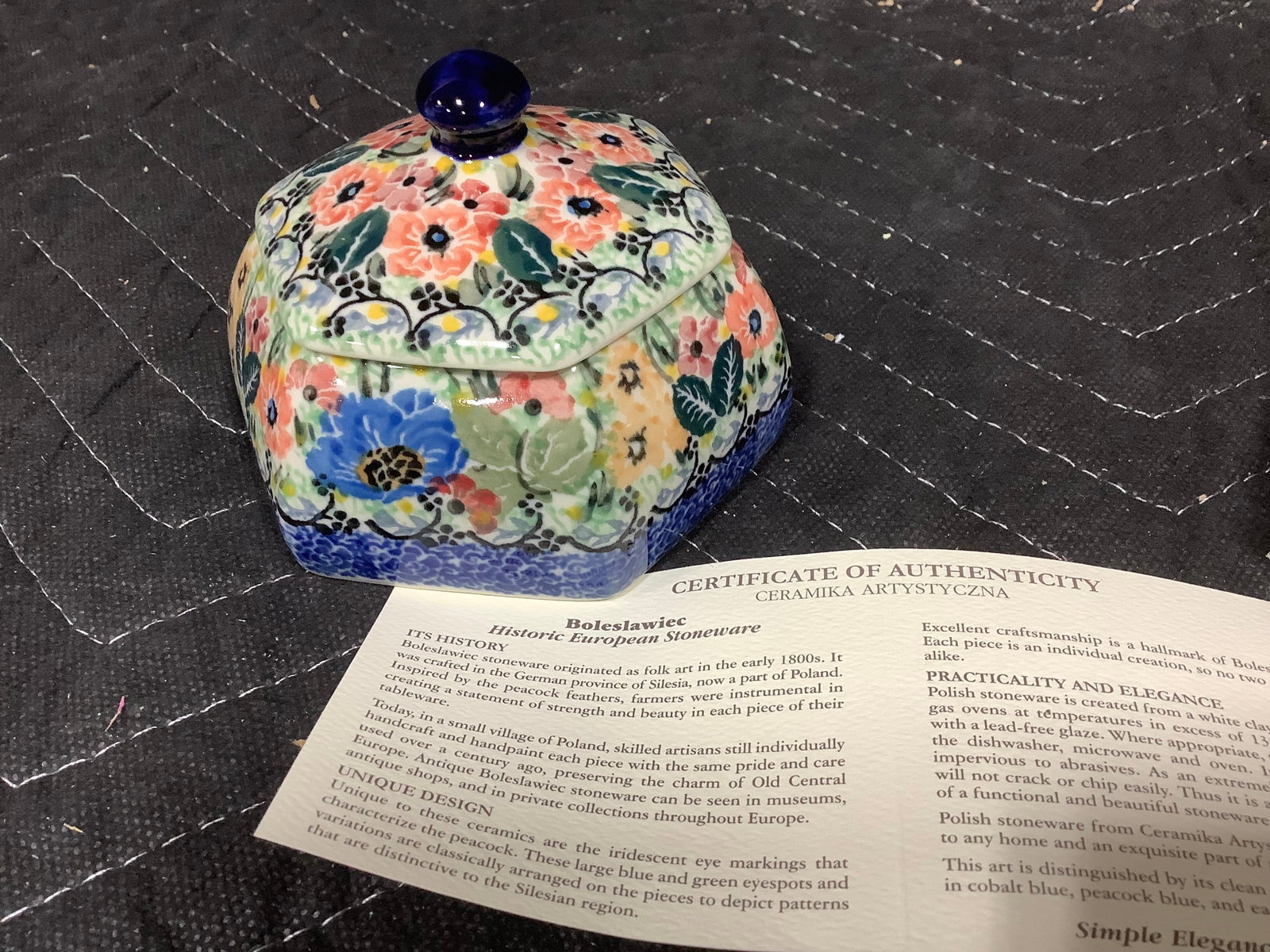 Boleslawiec Stoneware Trinket Box with COA(3.5in Tall): Boleslawiec Stoneware Trinket Box with COA(3.5in Tall)