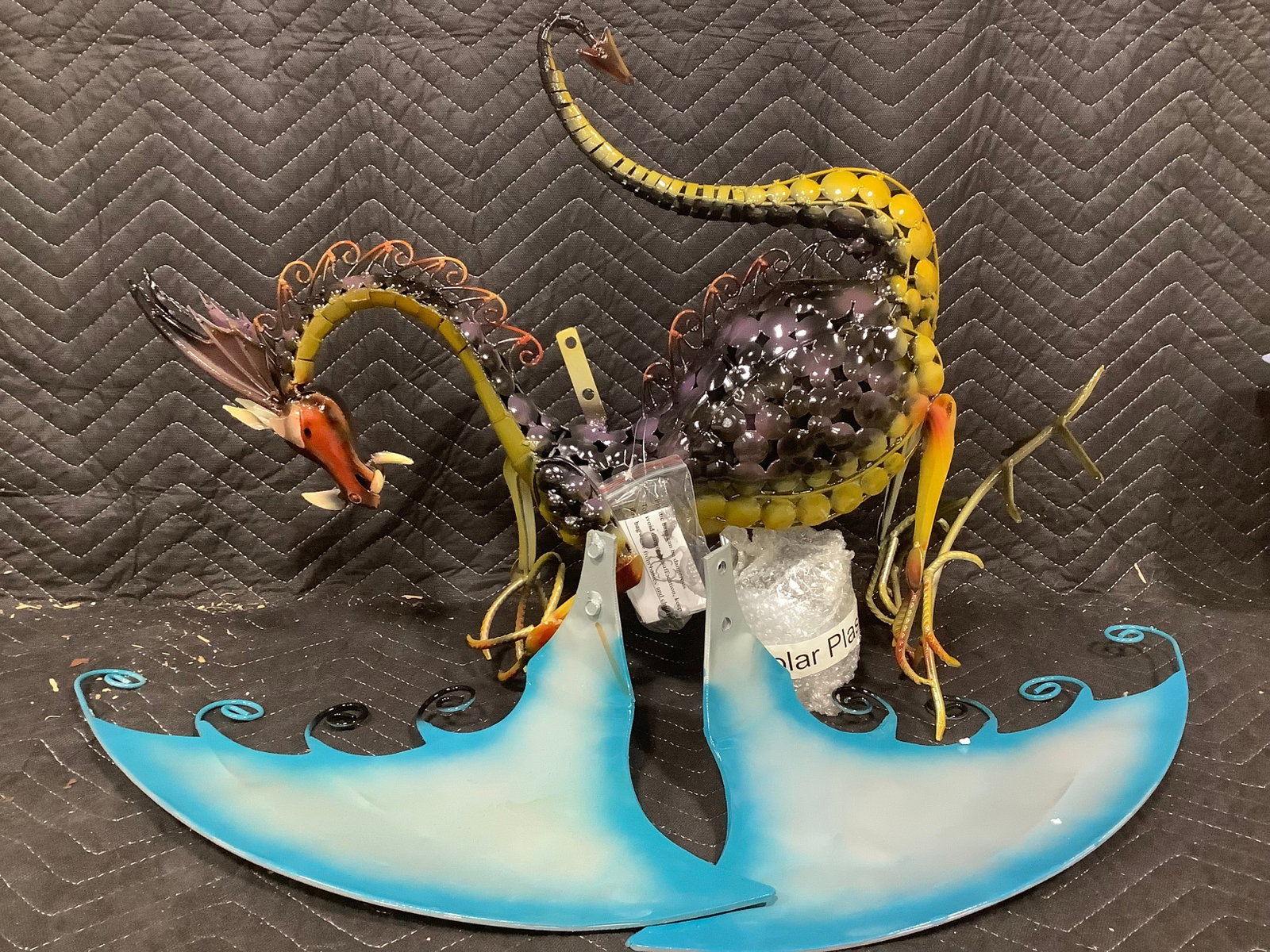 Plow & Hearth Iron Dragon w/ Solar Flaming Pearl (18in Tall) (1 of 1)