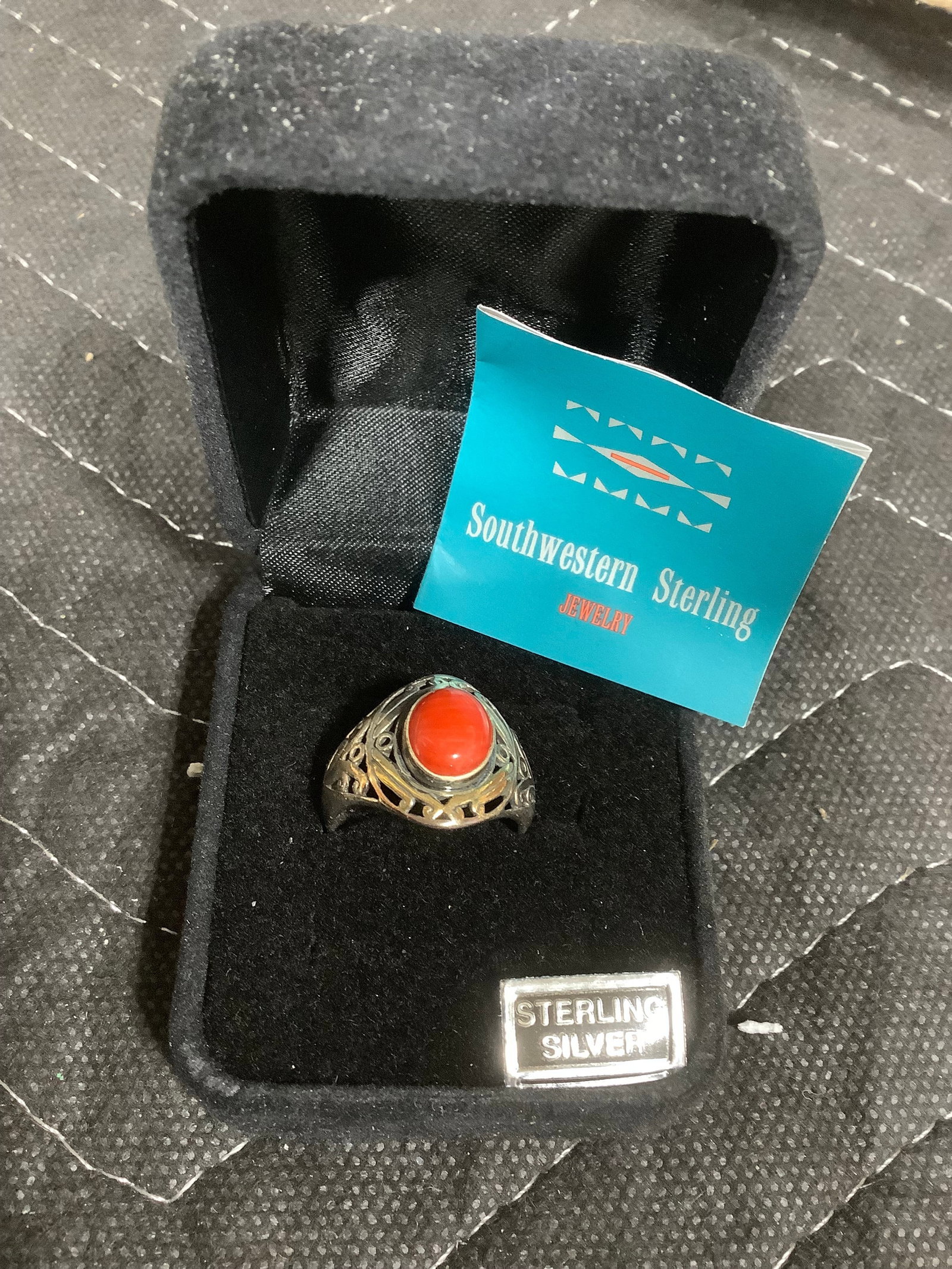 Southwestern coral filigree ring(8): Southwestern coral filigree ring(8)