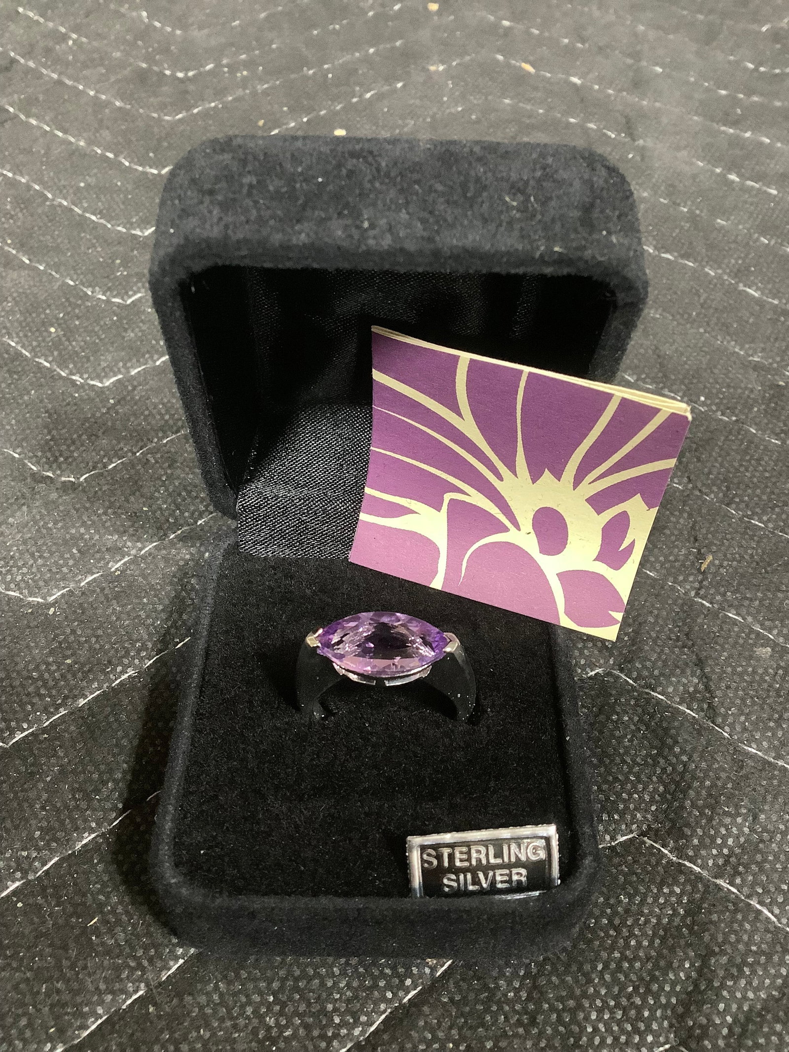Sterling brazilian amethyst east west marquise ring(8): Sterling brazilian amethyst east west marquise ring(8)