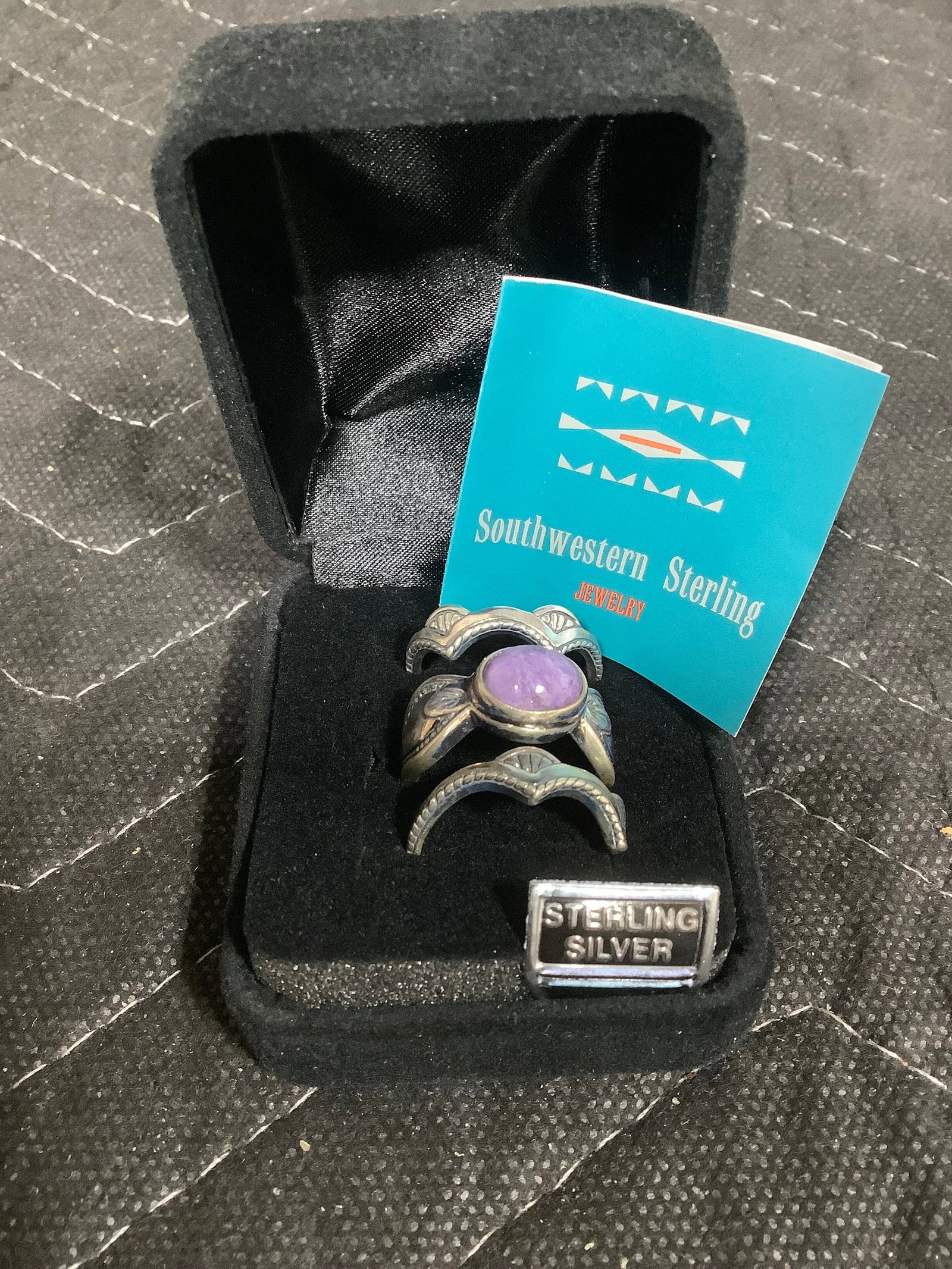Southwestern set of three sterling charoite rings(8) (1 of 1)