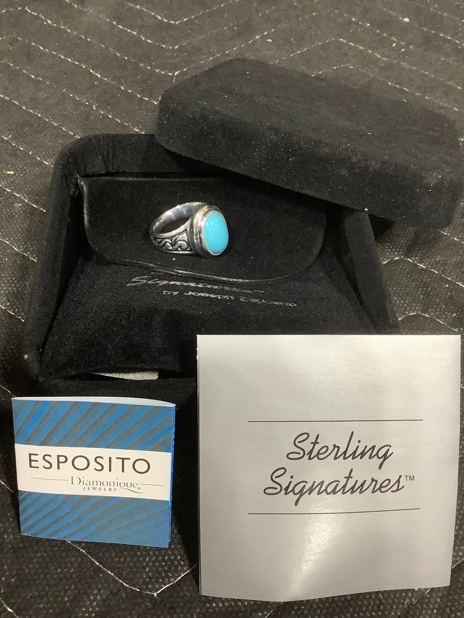 Joseph Esposito sterling oval turquoise ring(8) (1 of 1)