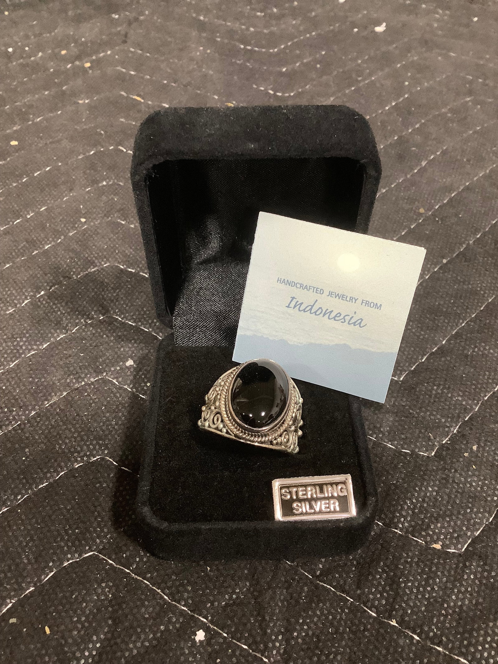 Artisan crafted sterling tali air gemstone ring onyx(8): Artisan crafted sterling tali air gemstone ring onyx(8)