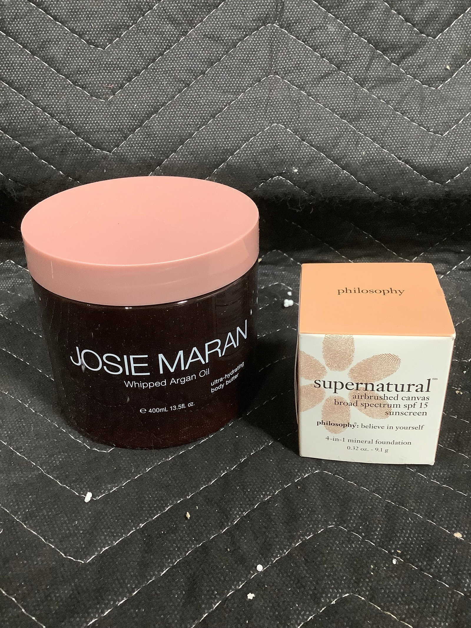 Josie Maran argan oil(13.5fl.oz.) and Philosophy sunscreen(.32oz.): Josie Maran argan oil(13.5fl.oz.) and Philosophy sunscreen(.32oz.)