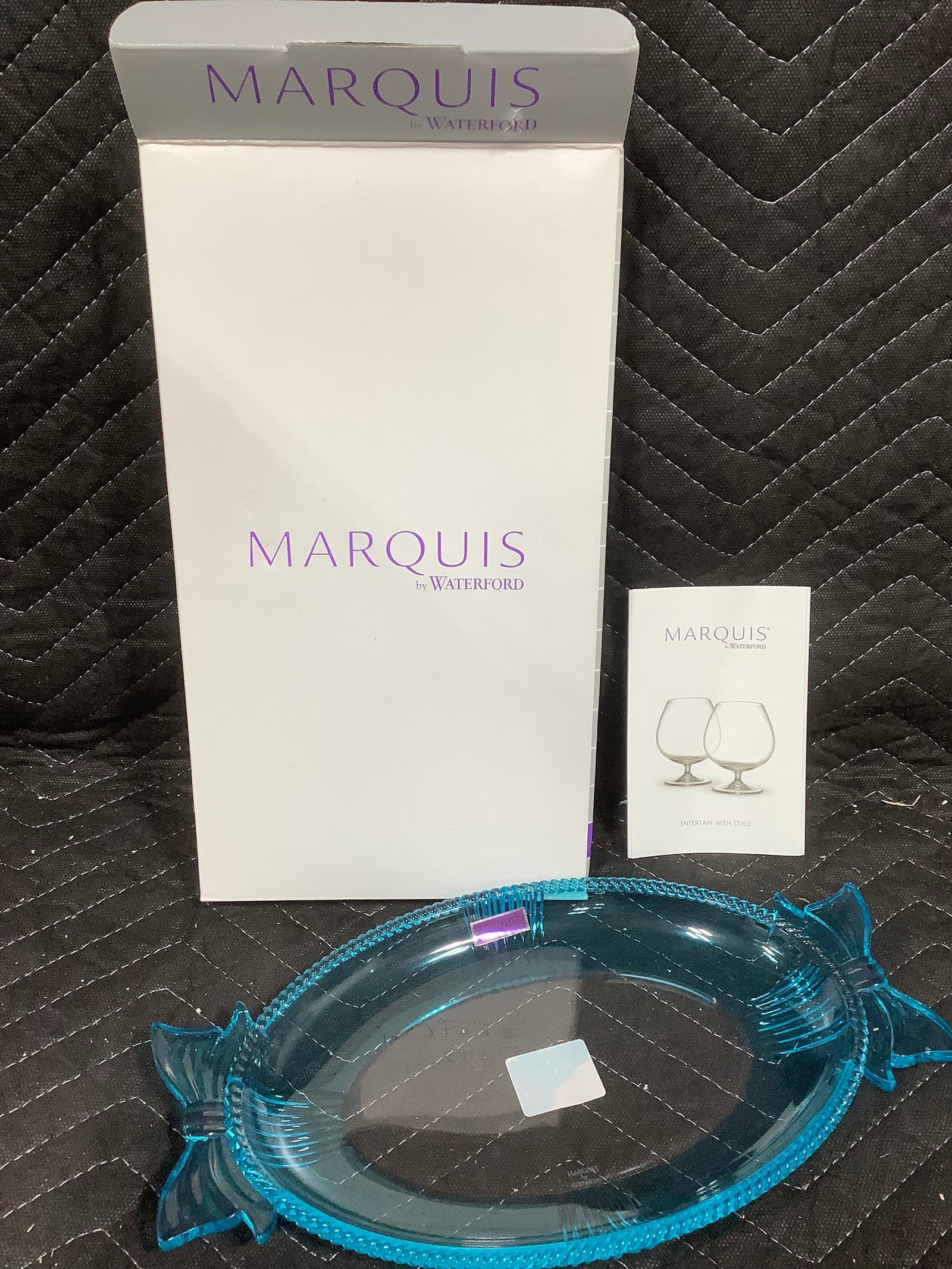 Marquis by Waterford blue dish(11.5inx6.5in): Marquis by Waterford blue dish(11.5inx6.5in)