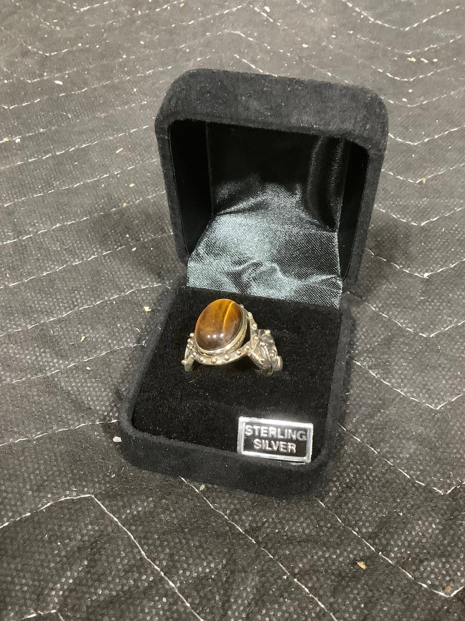Artisan crafted sterling bold oval beaded gemstone ring(8): Artisan crafted sterling bold oval beaded gemstone ring(8)
