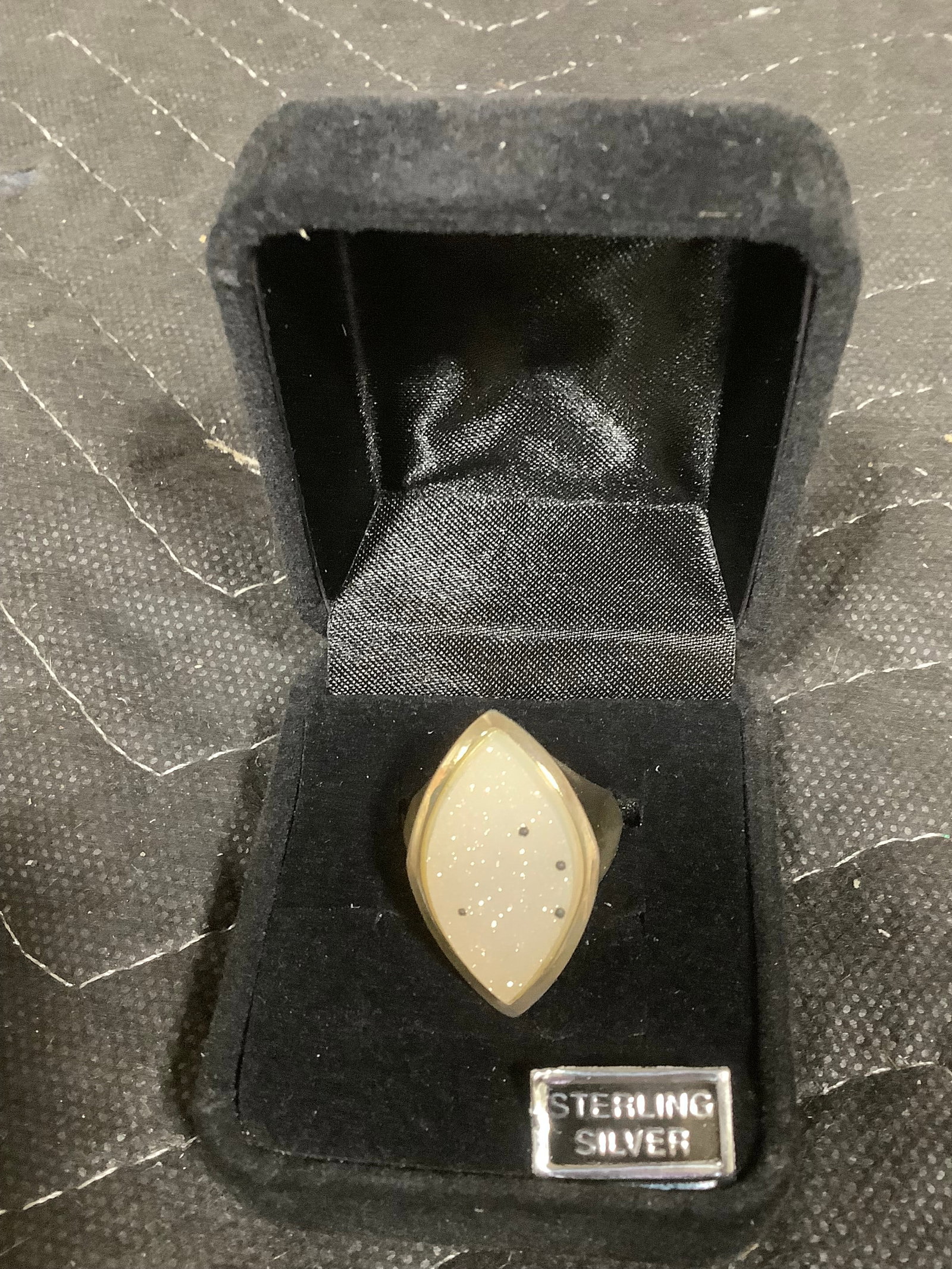 Sterling bold marquise shaped druzy agate ring(9) (1 of 1)