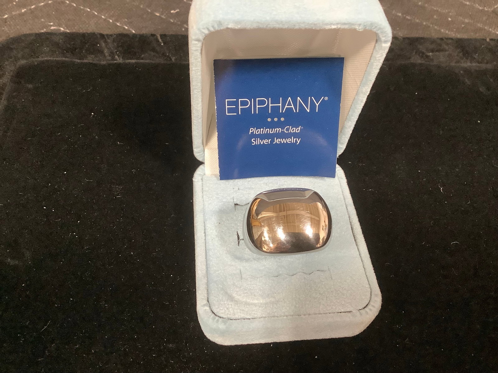 Epiphany Platinum Clad High Polished Bold Cushion Ring (Size: 9) (1 of 1)