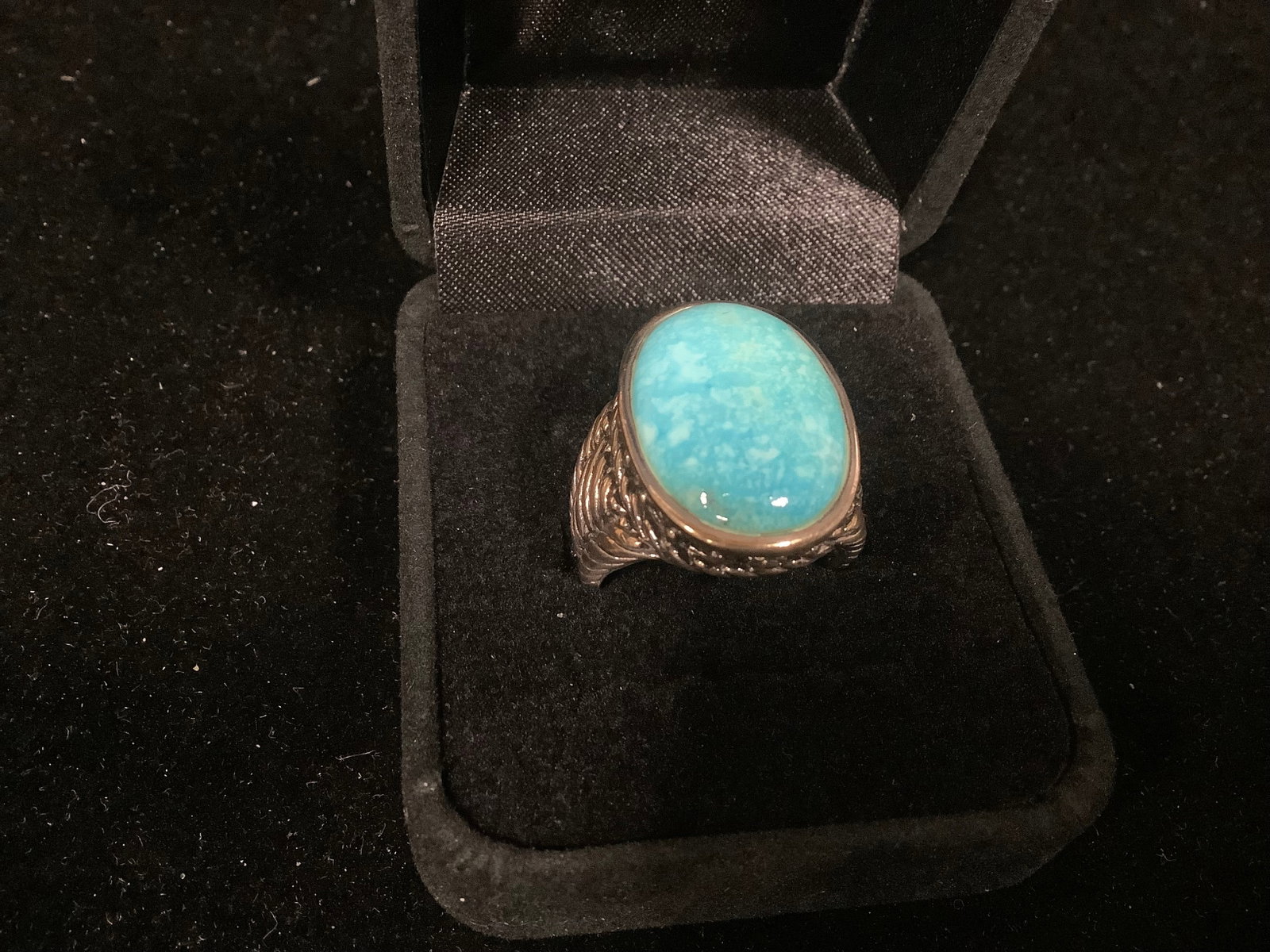 Sterling Bold Oval Turquoise Ring with Rope (Size: 9) (1 of 1)