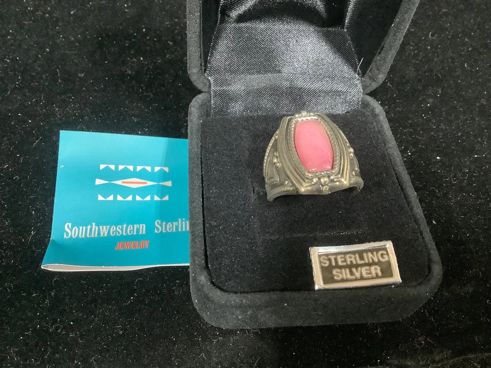 Southwestern Sterling North/South Design Gemstone Ring (Size: 8): Southwestern Sterling North/South Design Gemstone Ring (Size: 8)