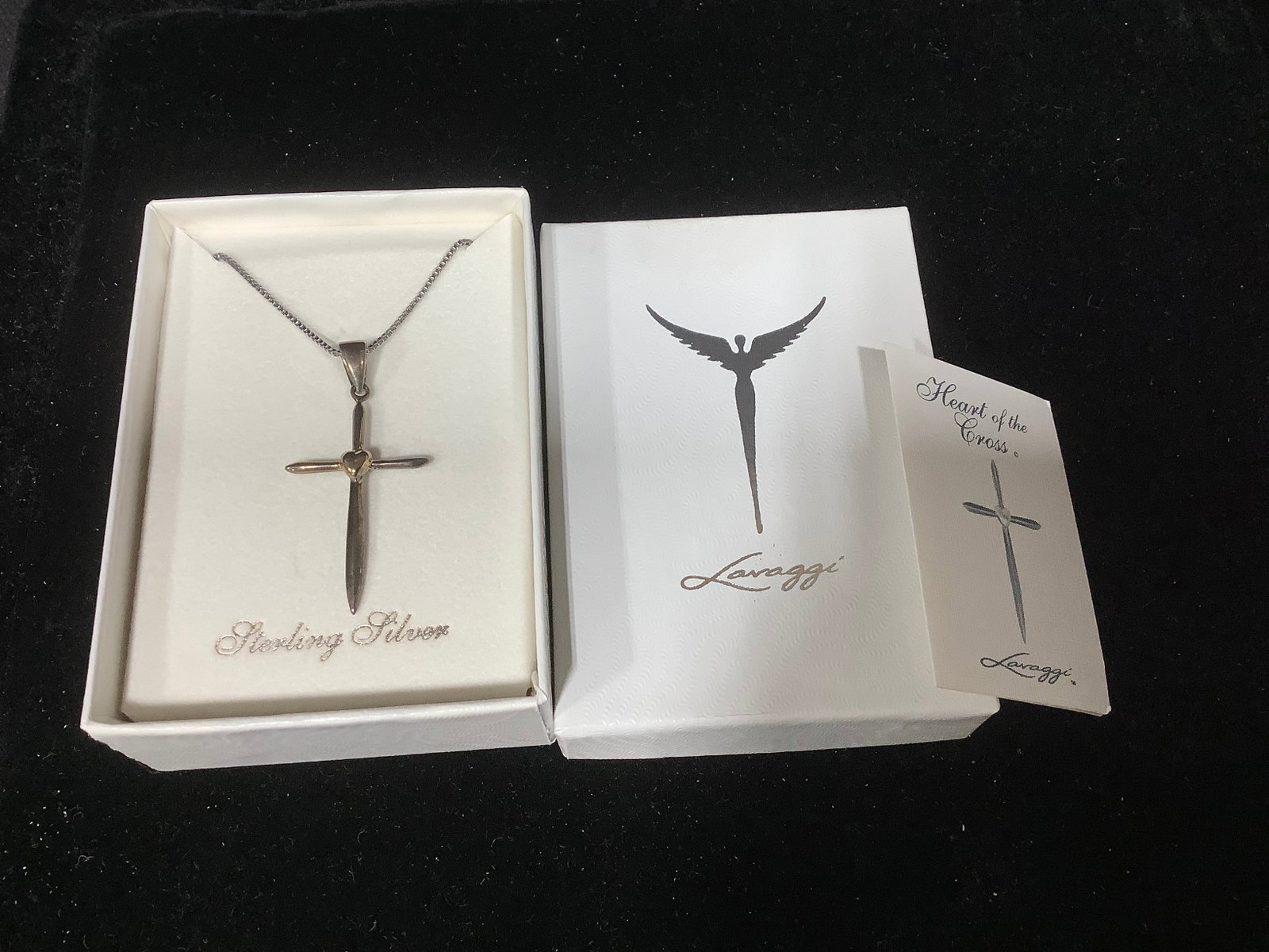 Sterling Two Tone Cross Pendant with 18in Chain by Steven Lavaggi: Sterling Two Tone Cross Pendant with 18in Chain by Steven Lavaggi