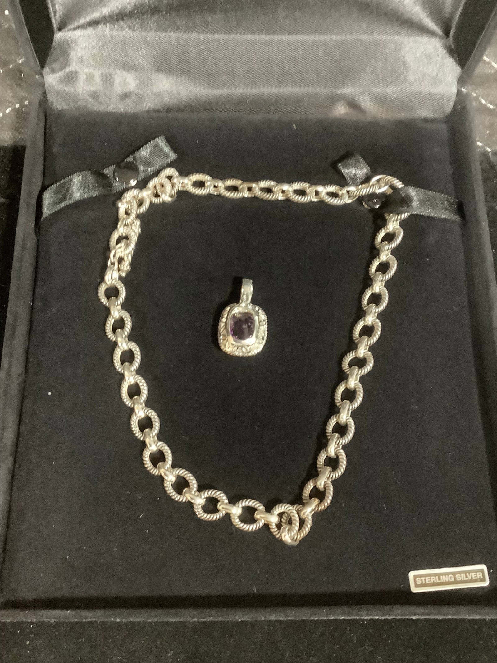Gemstone Enhancer with 18in Sterling Link Necklace: Gemstone Enhancer with 18in Sterling Link Necklace
